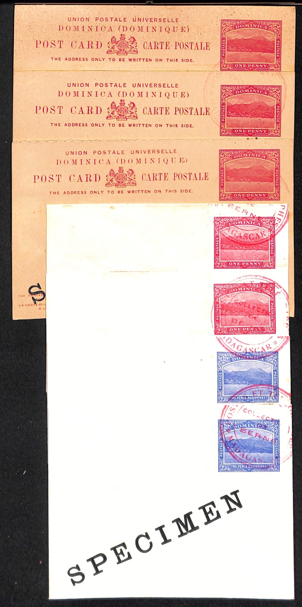 Title: Dominia 1903 Description: Postal stationery - 1d Post Card (2), 1d + 1d Reply Card, Envelopes (1 of 1)