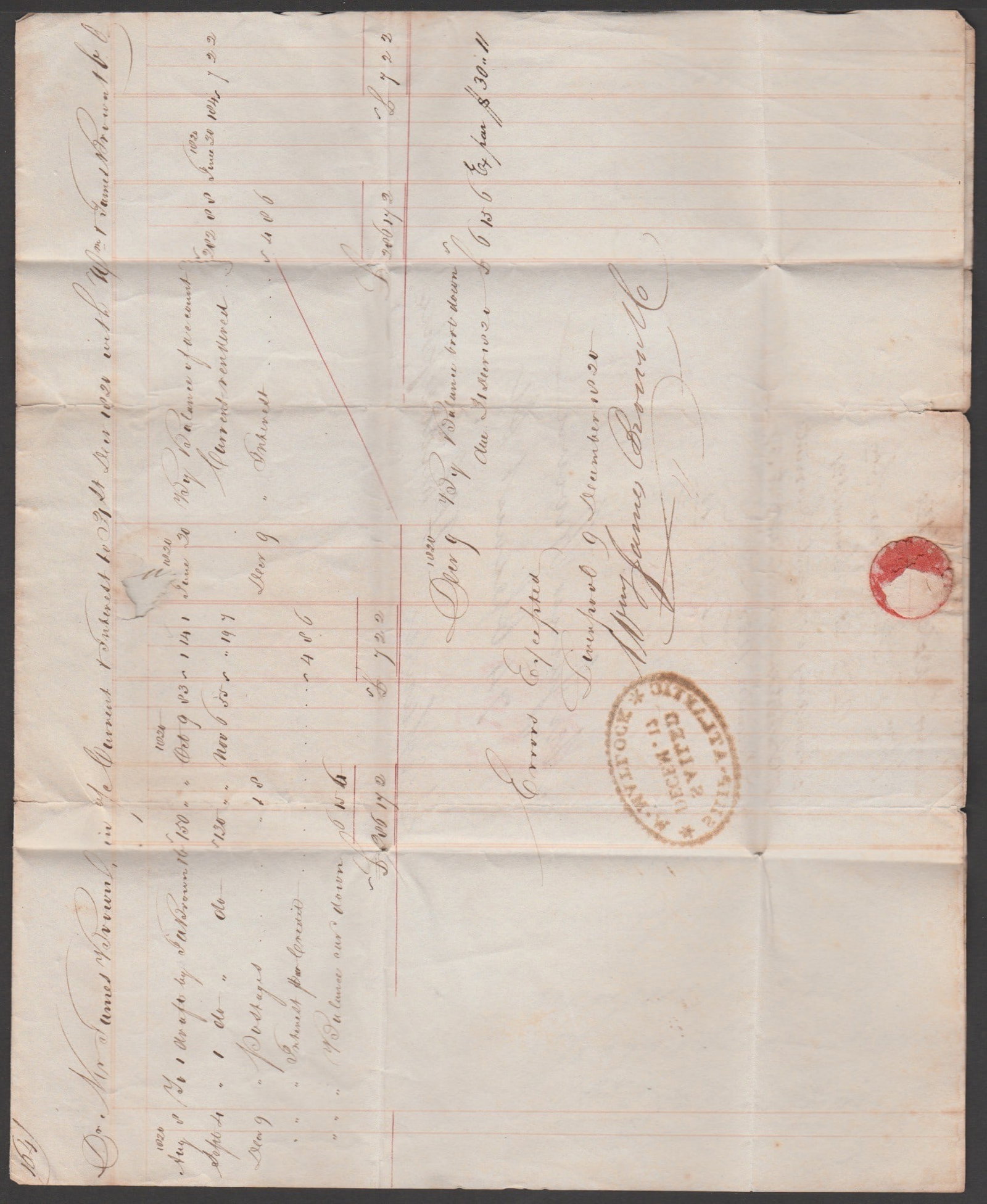 Title: G.B. - Transatlantic 1820 Description: Entire letter (file folds) from Liverpool to - 3