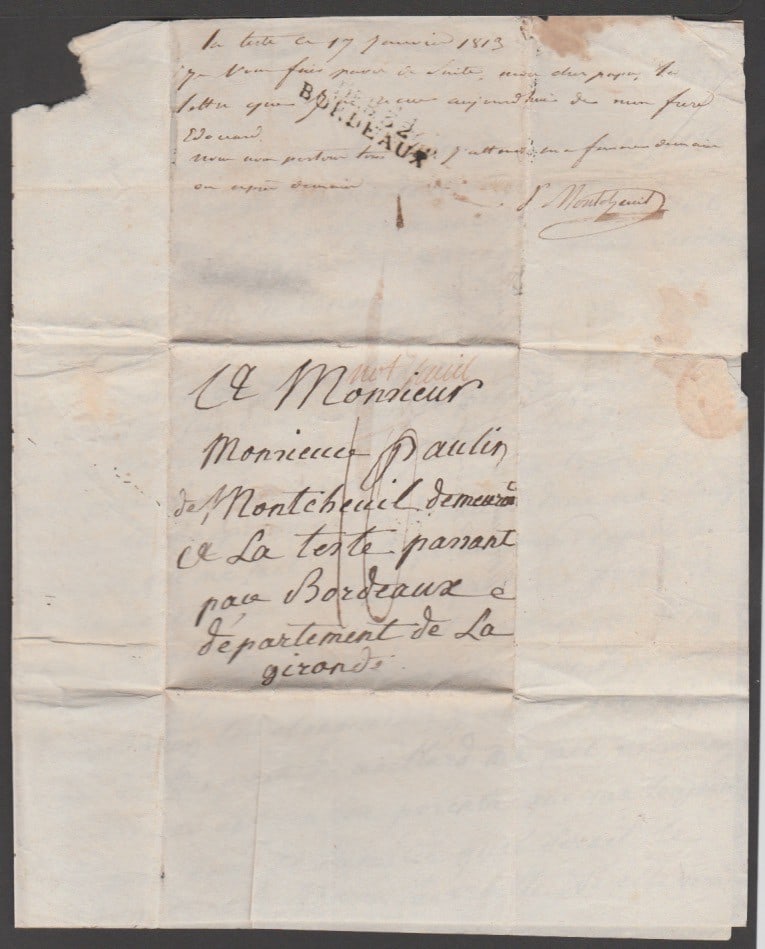 Title: Great Britain - Military - P.O.W. Mail 1812 (Dec. 4) Description: Entire letter from a French - 6