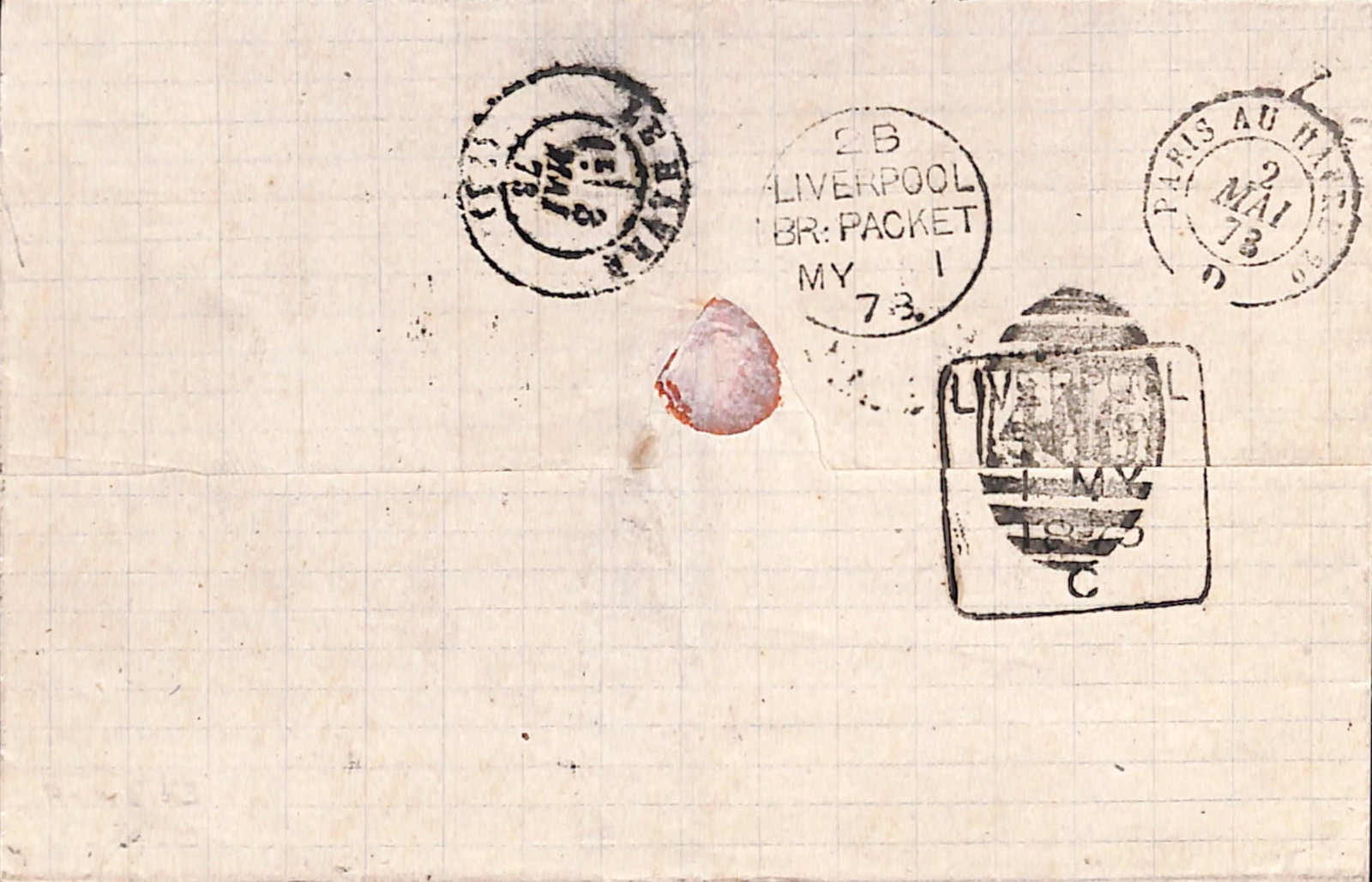 Title: G.B - Ship Letters - Liverpool 1873 (Apr. 14) Description: Entire from the British Post - 2