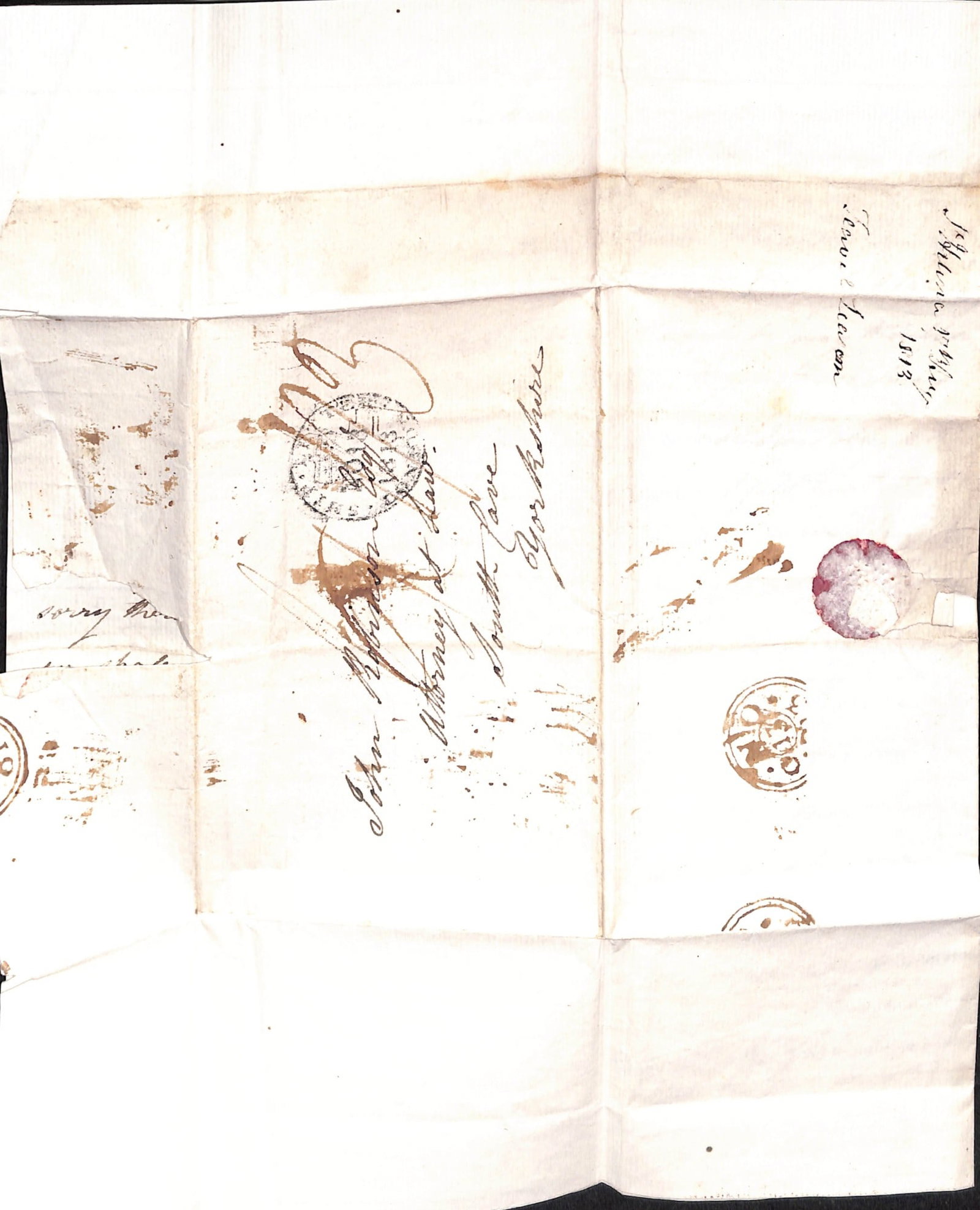 Title: St. Helena 1813 (Aug 13) Description: Entire letter from St. Helena to England with "SHIP - 5