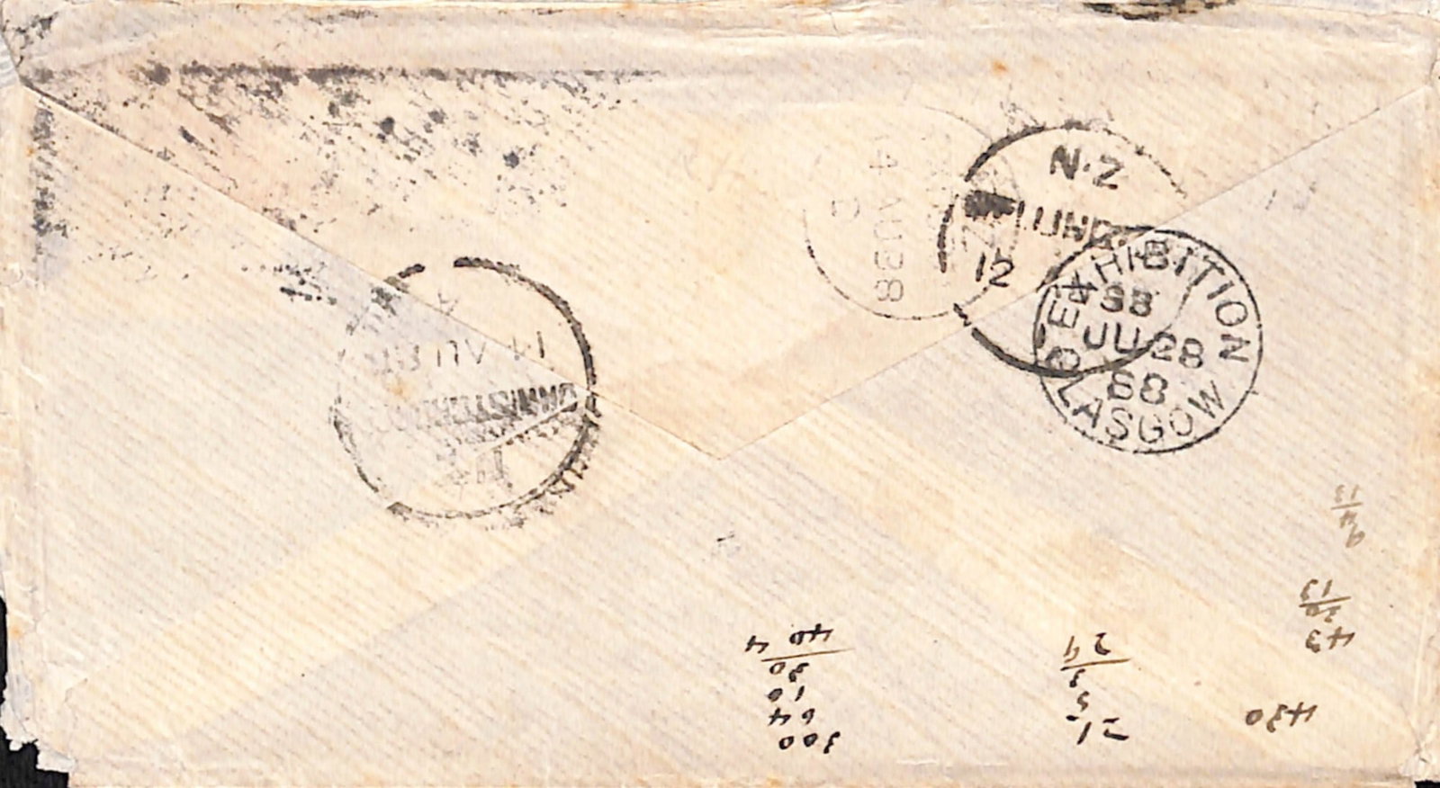 Title: G.B. - Exhibitions / Travelling Post Offices 1888 Description: Cover (corner fault) addressed - 2