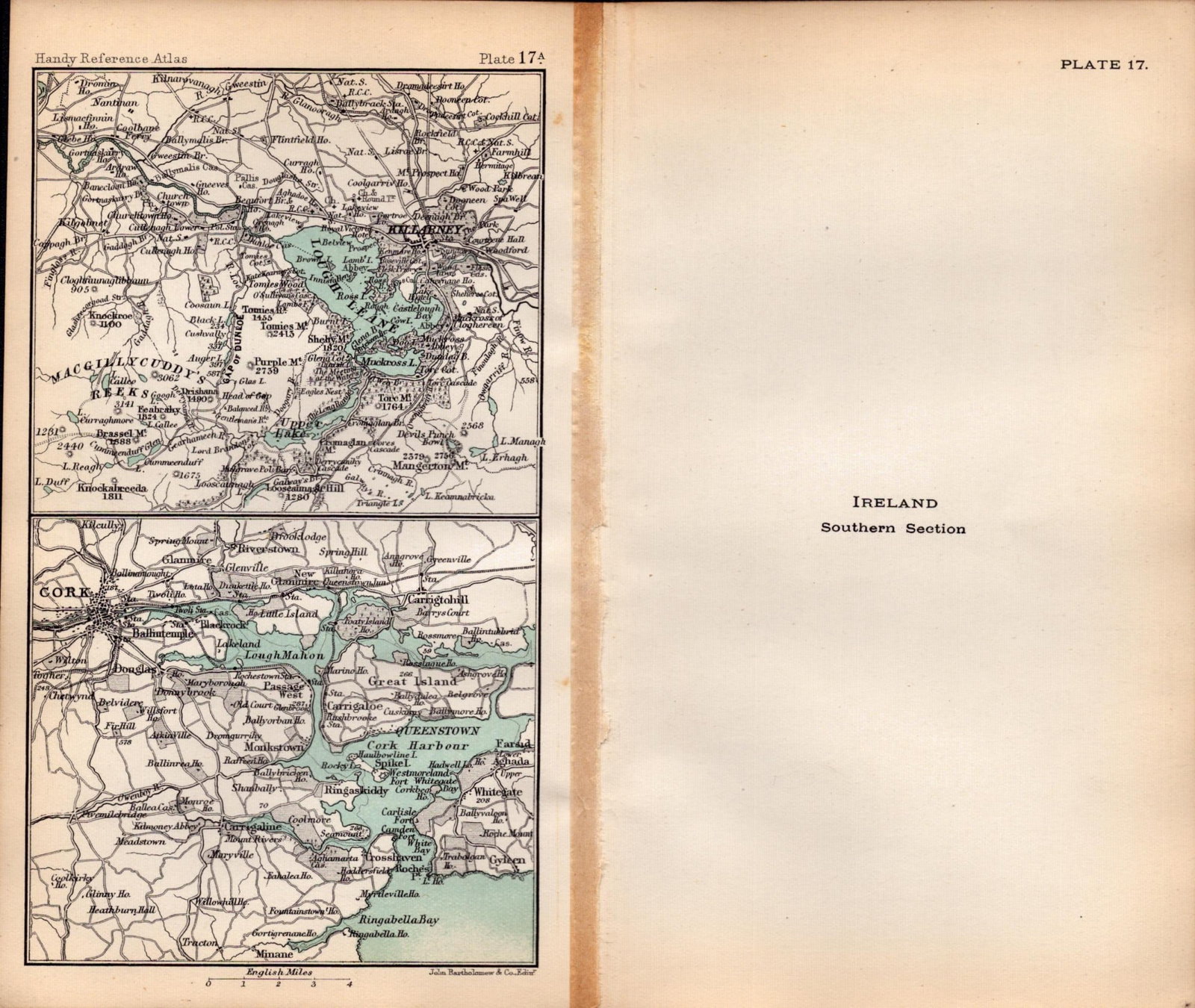 Southern Ireland Area Double Sided Antique 1896 Map. - 2