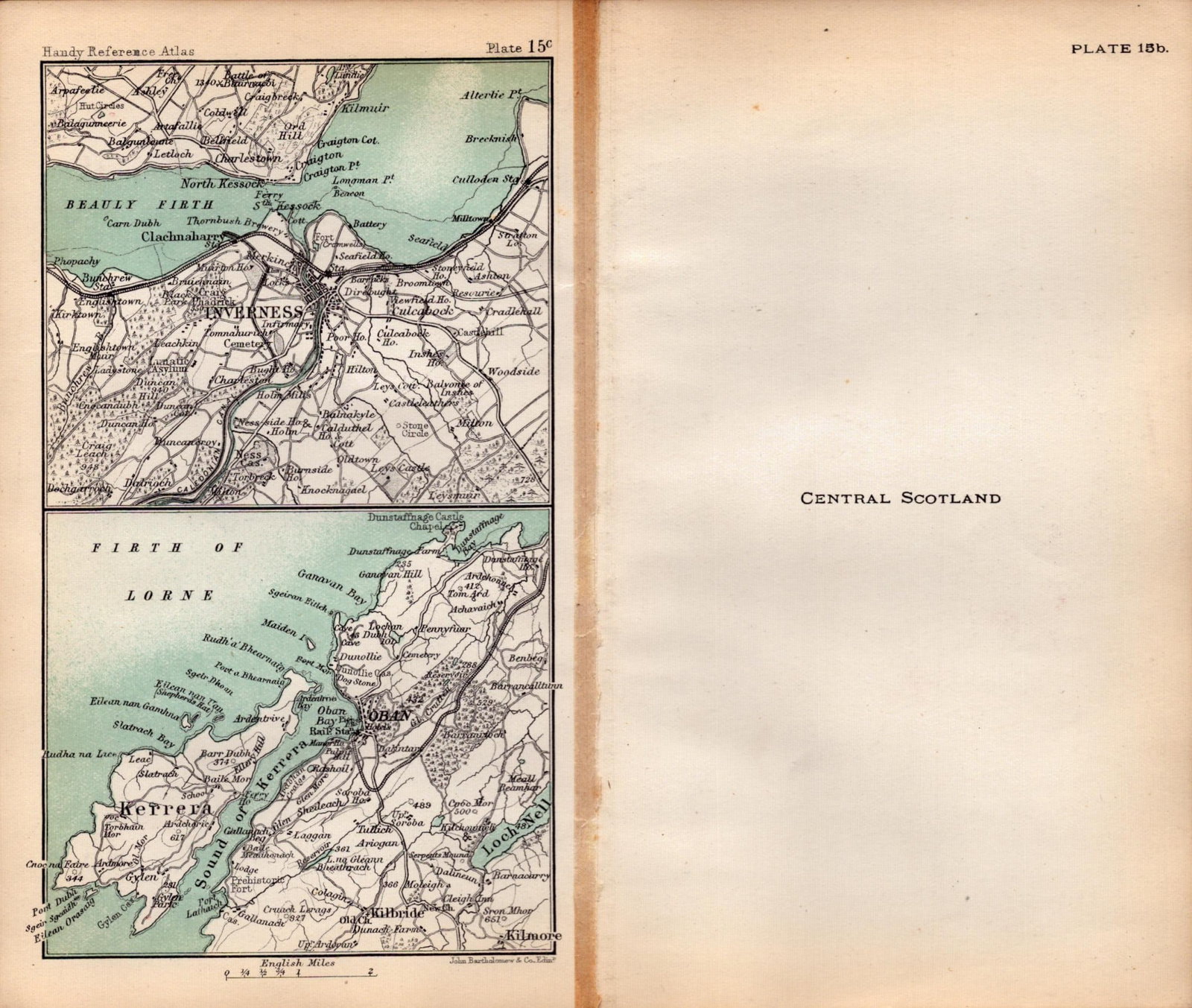 Central Scotland Area Double Sided Antique 1896 Map. - 2
