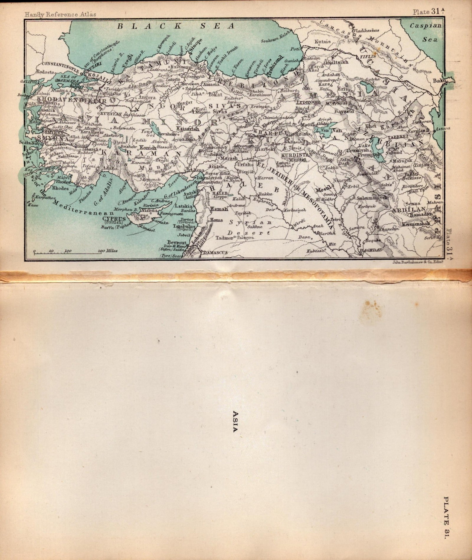 Asia, Mesopotamia Area Double Sided Antique 1896 Map. - 2