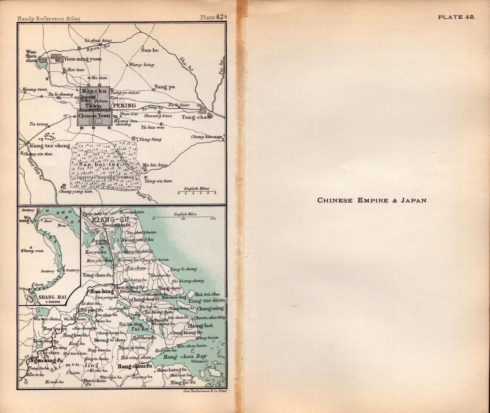Chinese Empire & Japan Double Sided Victorian Antique 1898 Map. - 2