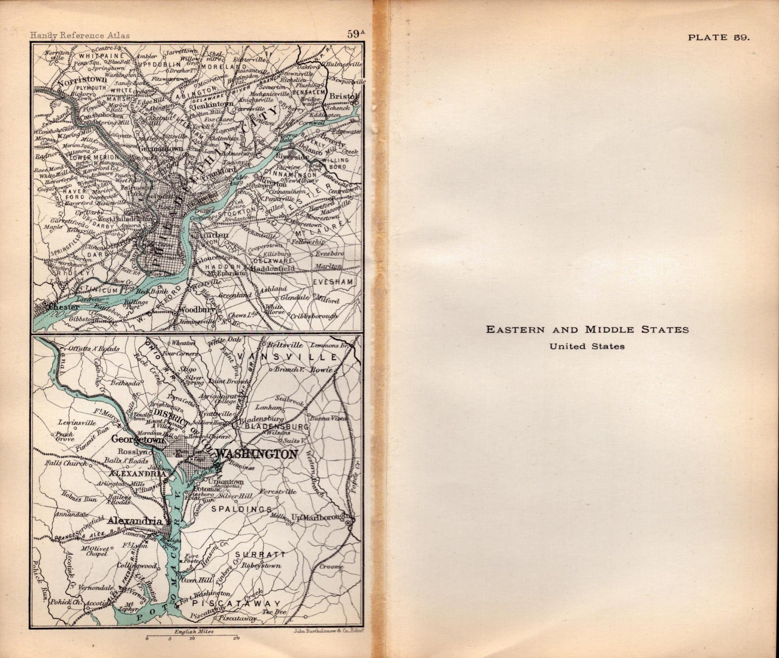 USA Eastern & Middle States Double Sided Victorian Antique 1896 Map. - 2