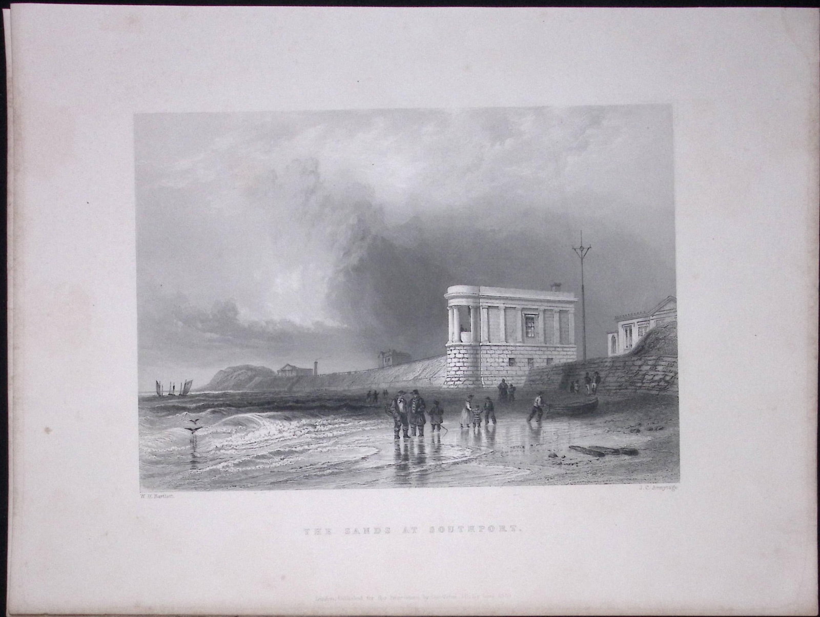 Southport Sands WH Bartlett 183 Years-Old Antique Steel Engraving-8: Title: Southport Sands WH Bartlett 183 Years-Old Antique Steel Engraving-8 Description: This Steel Engraved Print Has Been Removed from an Antique 1842 Edition of. Finden’s The Ports, Harbours,