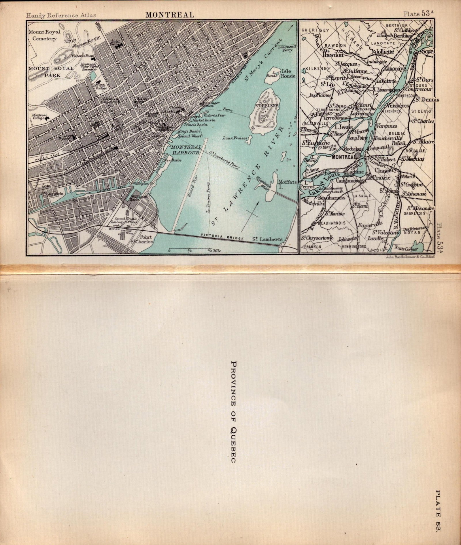 Canada Quebec Province Double Sided Antique 1896 Map. - 2