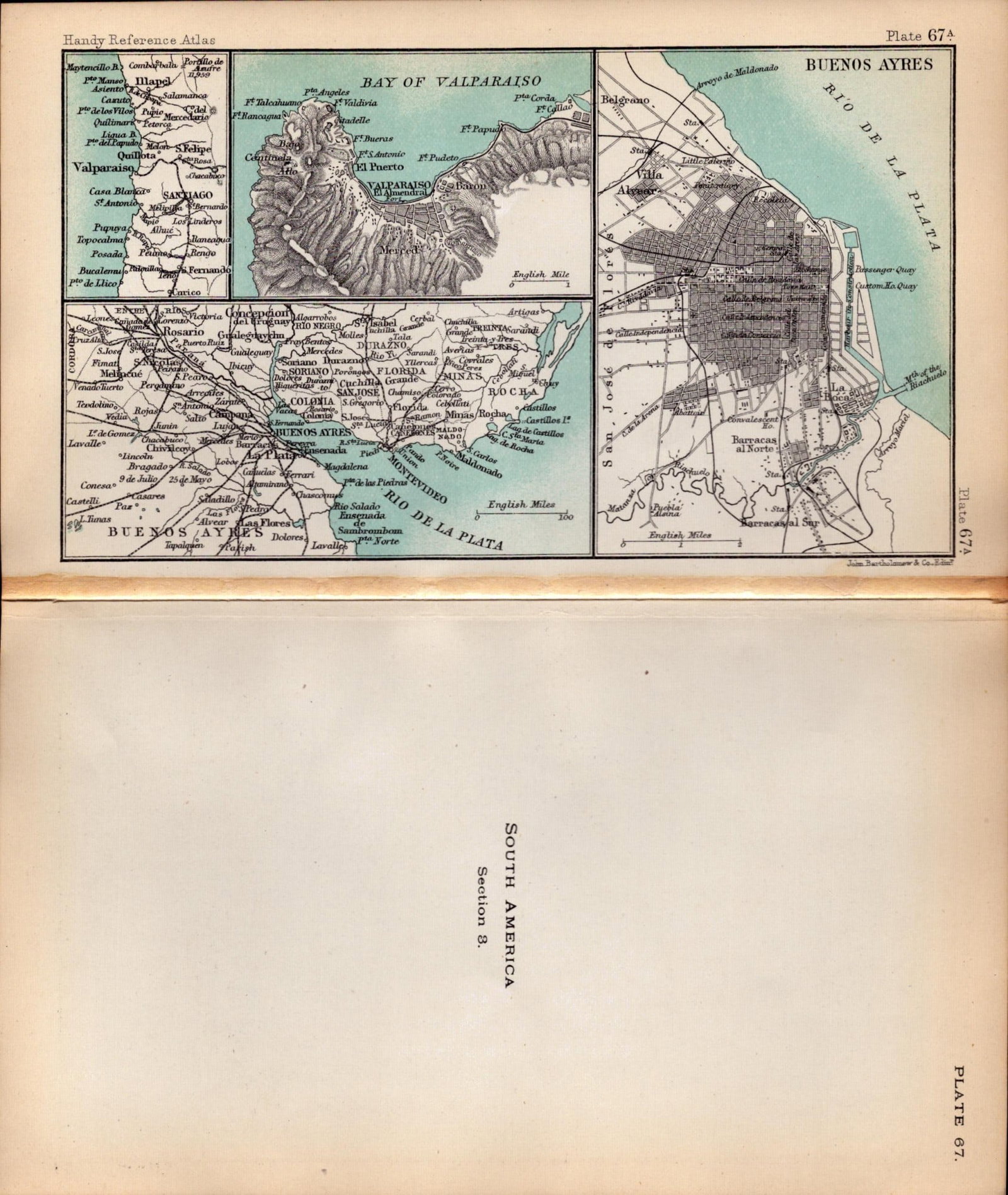 South America Argentina Falklands Double Sided Victorian Antique 1896 Map. - 2
