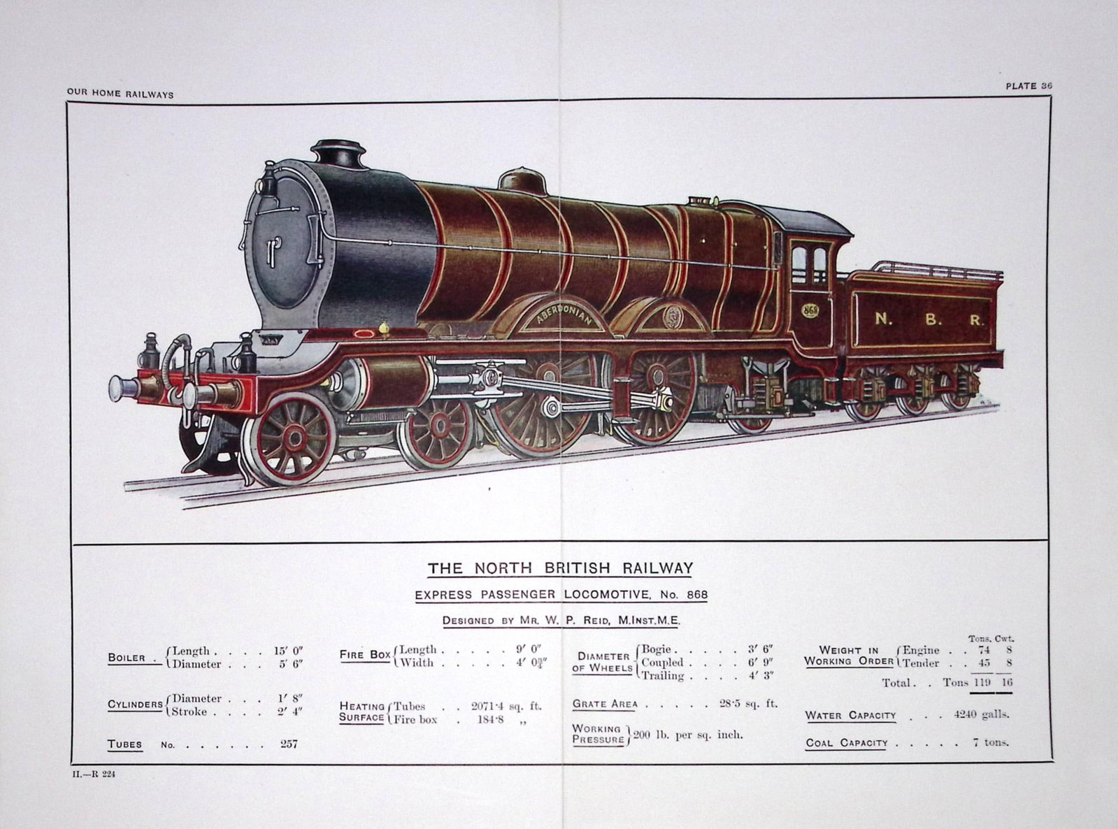 The North British Railway Coloured Detailed Antique Book Plate.: Title: The North British Railway Coloured Detailed Antique Book Plate. Description: This Print Has Been Removed from an Antique Edition of Our Home Railways How They Began and How They are