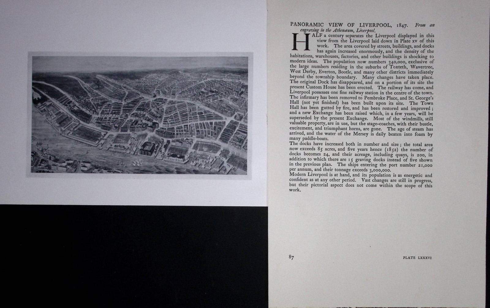 Liverpool Panoramic View (1847) Published Antique 1913 Monochrome Print-27: Title: Liverpool Panoramic View (1847) Published Antique 1913 Monochrome Print-27 Description: Historical Study of the City of Liverpool from English Authors Henry S. and Harold E. Young.