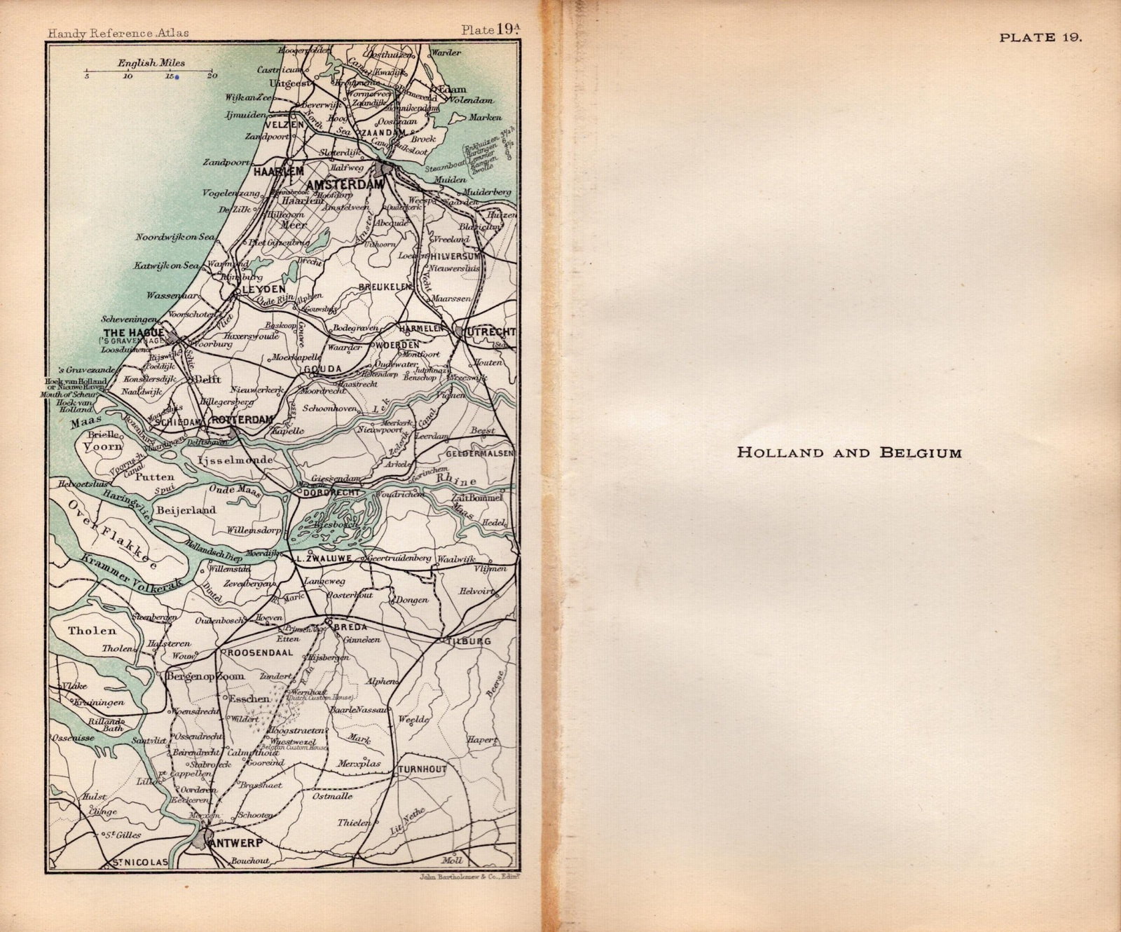 Holland & Belgium Area Double Sided Antique 1896 Map. - 2