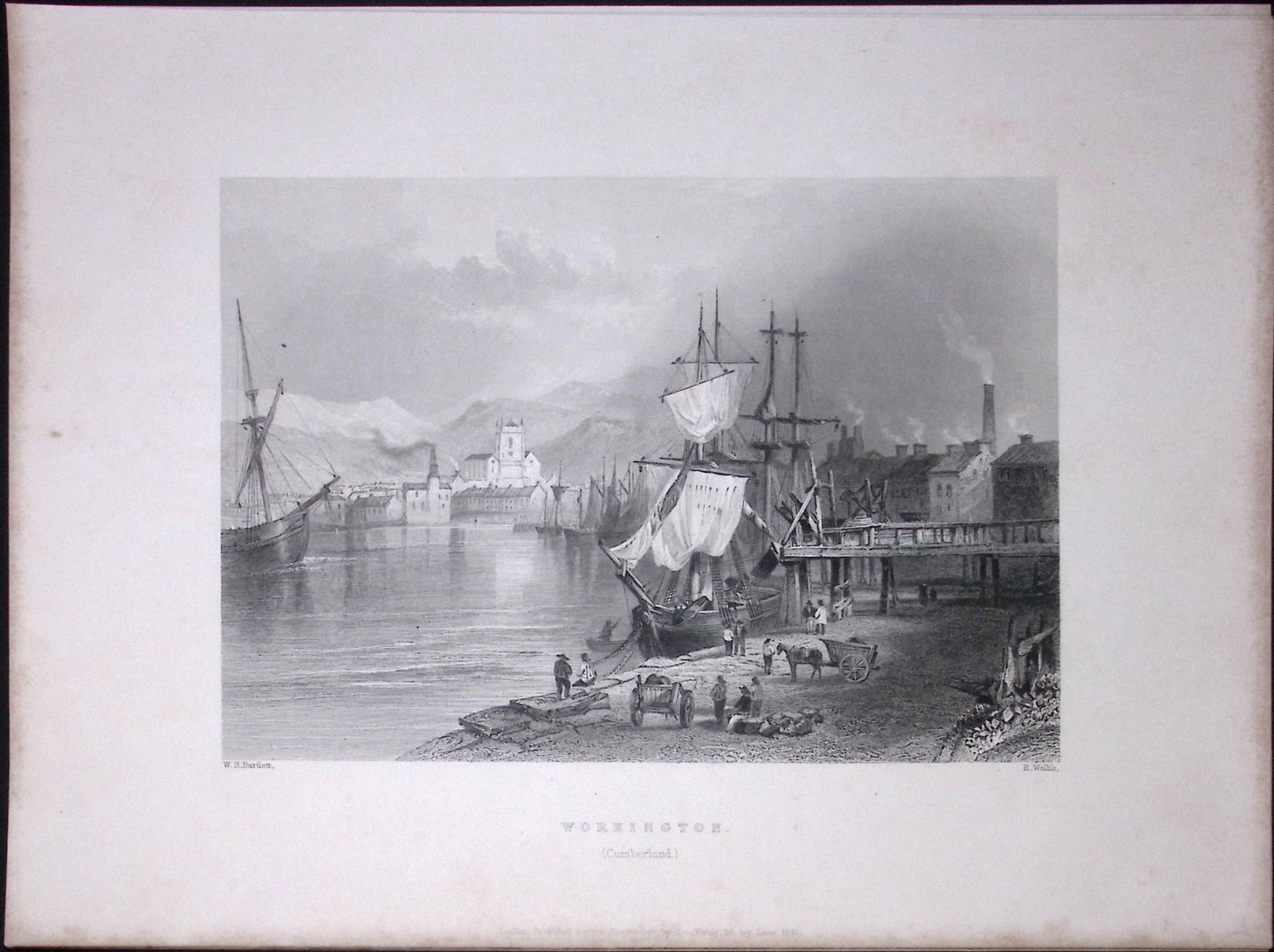 Cumbria Workington Quay WH Bartlett 183 Years-Old Antique Steel Engraving-3: Title: Cumbria Workington Quay WH Bartlett 183 Years-Old Antique Steel Engraving-3 Description: This Steel Engraved Print Has Been Removed from an Antique 1842 Edition of. Finden’s The Ports,