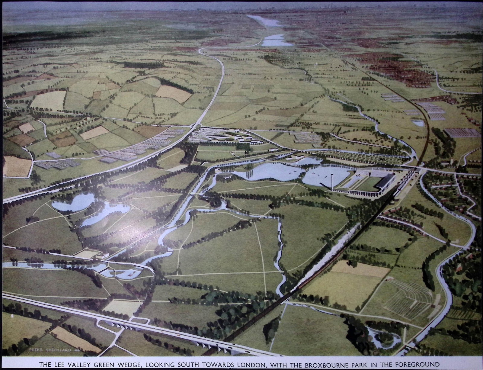London WW2 1944 Lee Valley Proposed Green Spaces Plan Abercrombie-30 - 2