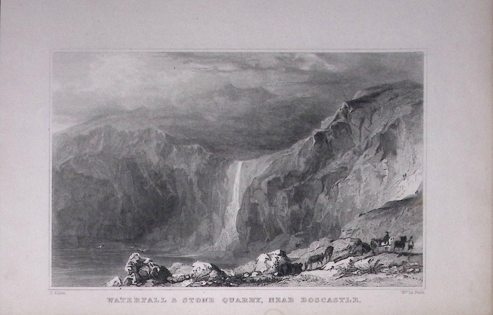 Cornwall Boscastle Waterfall & Stone Quarry Antique 193 Years-Old Steel-Engraving-16: Title: Cornwall Boscastle Waterfall & Stone Quarry Antique 193 Years-Old Steel-Engraving-16 Description: This Antique Steel Engraving Was Removed from a 193-Year-Old Edition of. Devon and C