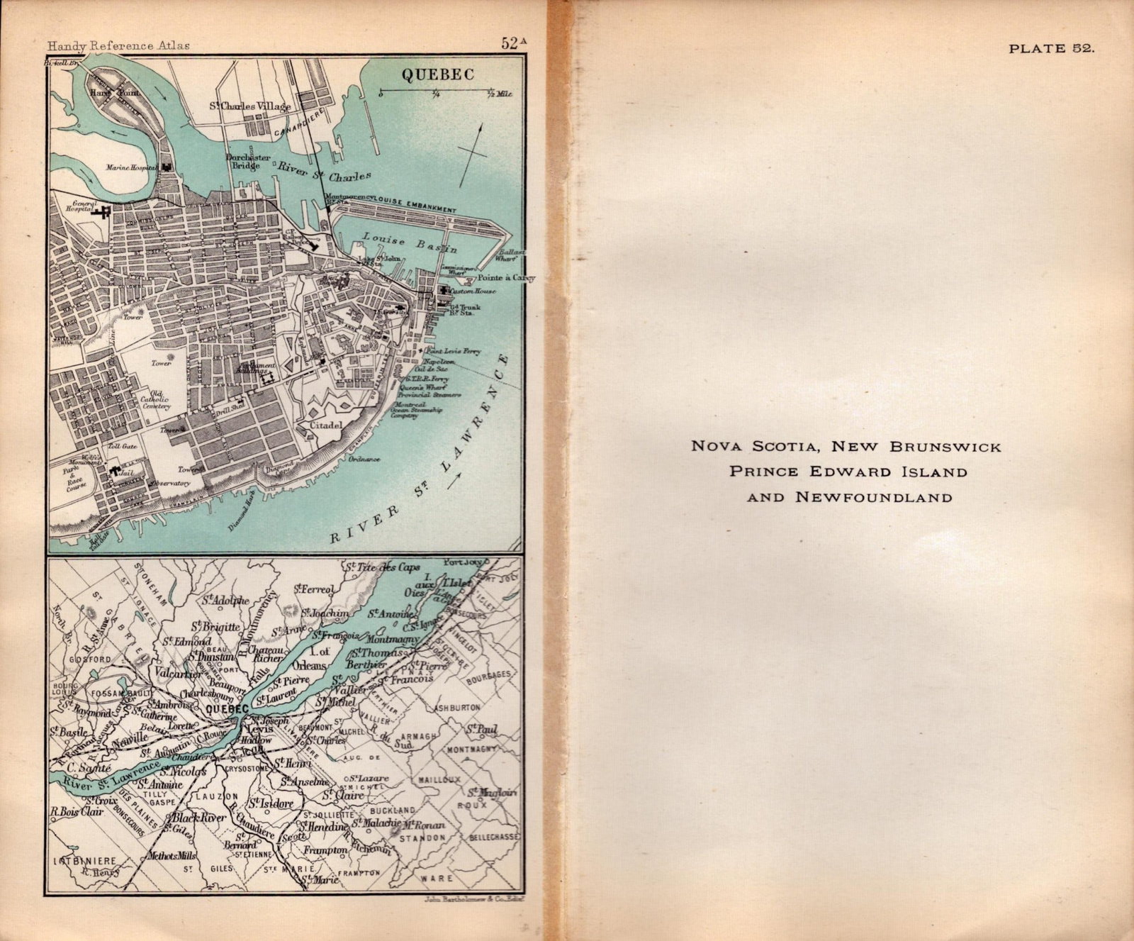 Nova Scotia Newfoundland Double Sided Antique 1896 Map. - 2