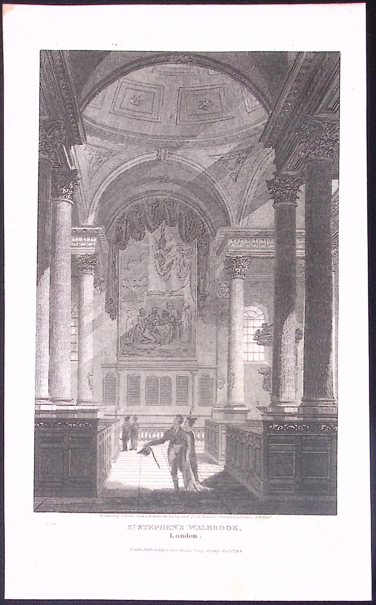 St Stephens Walbrook London Antique 200 Years-Old Steel-Engraving-240: Title: St Stephens Walbrook London Antique 200 Years-Old Steel-Engraving-240 Description: This London Georgian Antique Print Was Removed from a First Edition of. The Beauties of England and Wales