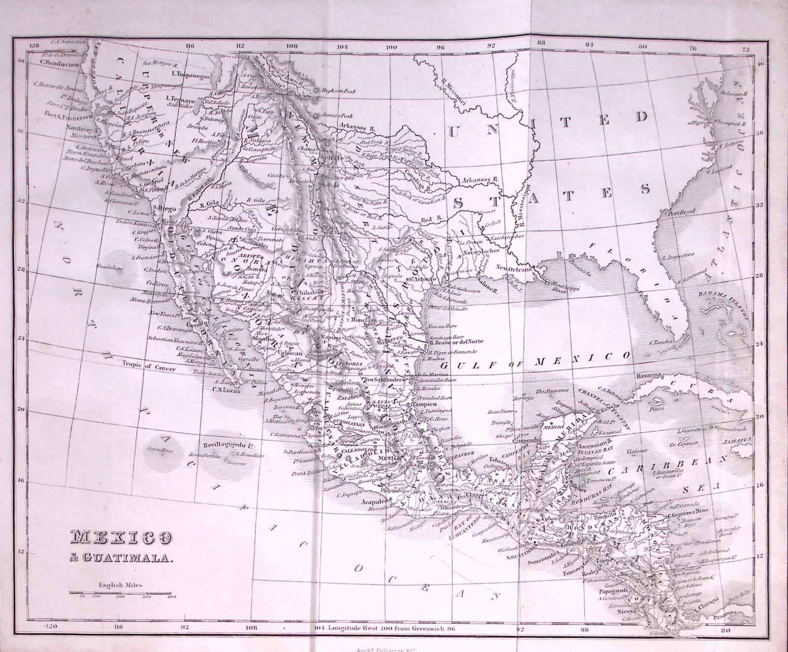 Mexico & Guatemala Detailed Antique 179-Year-Old Engraved Map-23-TR: Title: Mexico & Guatemala Detailed Antique 179-Year-Old Engraved Map-23-TR Description: This Antique Map was Removed from an Edition of. System of Geography By James Bell and Was Published
