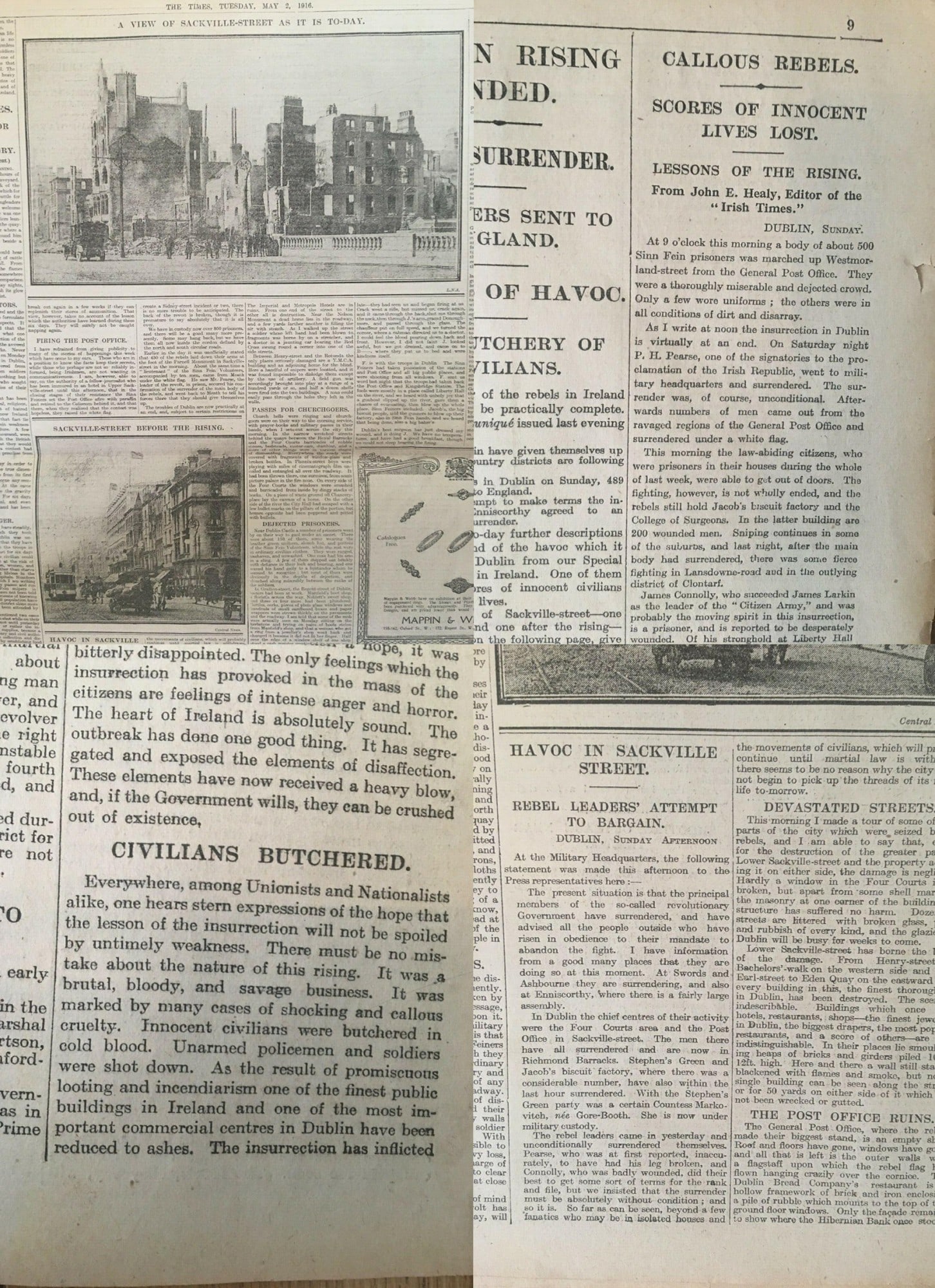 Irish Easter Rising 1916 Padraig Pearse Letter of Surrender, GPO In Ruins Rare Newspaper - 5