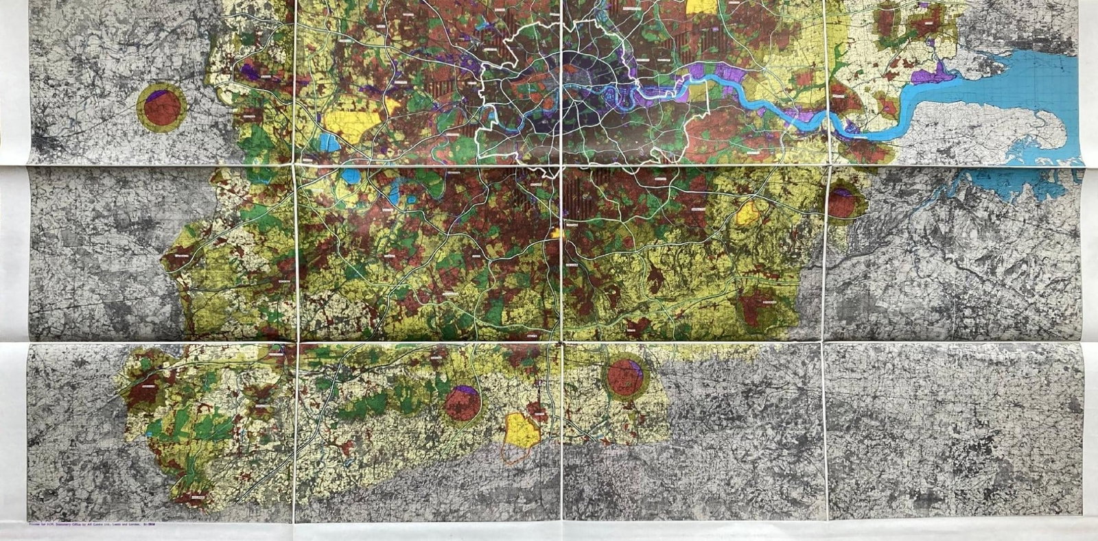 WW2- 82 Years-Old Greater London Master Map Plan Measuring a Massive 38 x 40 (Inches) - 2