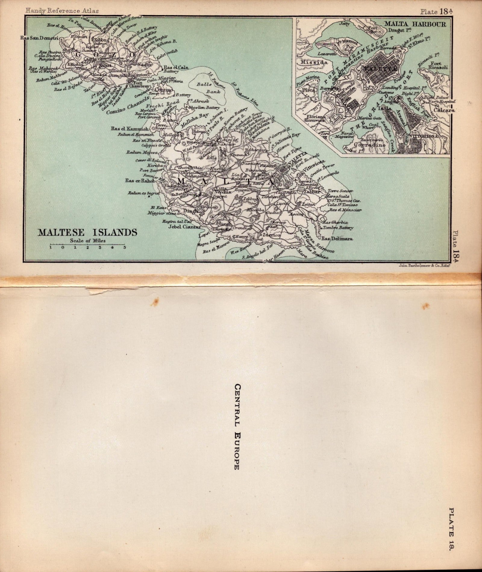 Central Europe & Malta Double Sided Antique 1896 Map. - 2