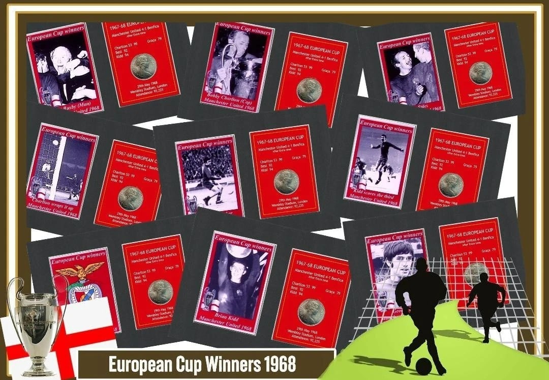 Brian Kidd Manchester United 1968 European Cup Mounted Coin Metal Art - 2