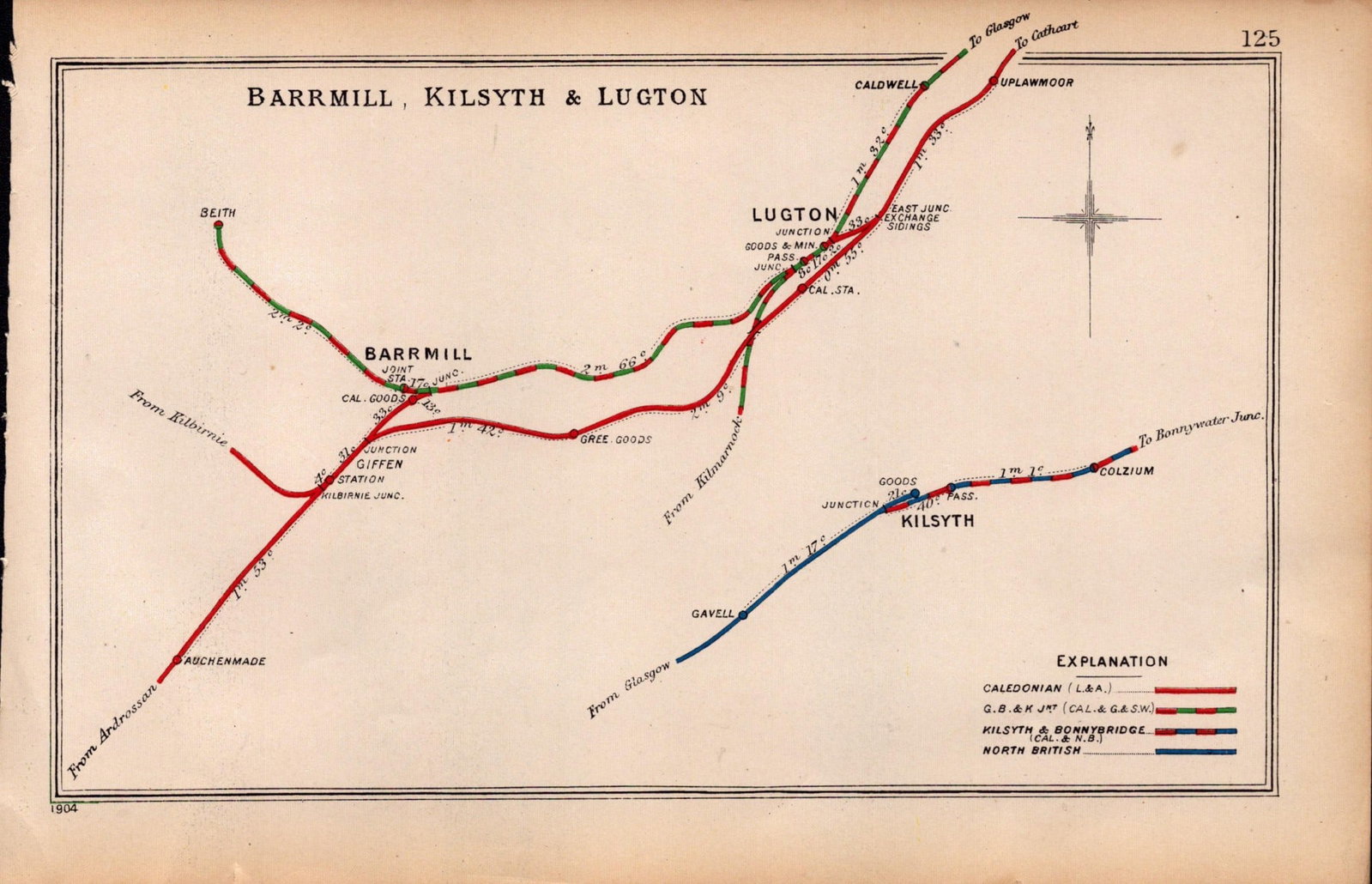 Barrmill Kilsyth Lugton Scotland Antique Railway Junction Diagram-125.: Title: Barrmill Kilsyth Lugton Scotland Antique Railway Junction Diagram-125. Description: Measuring Approx 9.5 x 6 (Inches) 241 x 152.4 (mm). This Antique Railway Junction Diagram Has Been