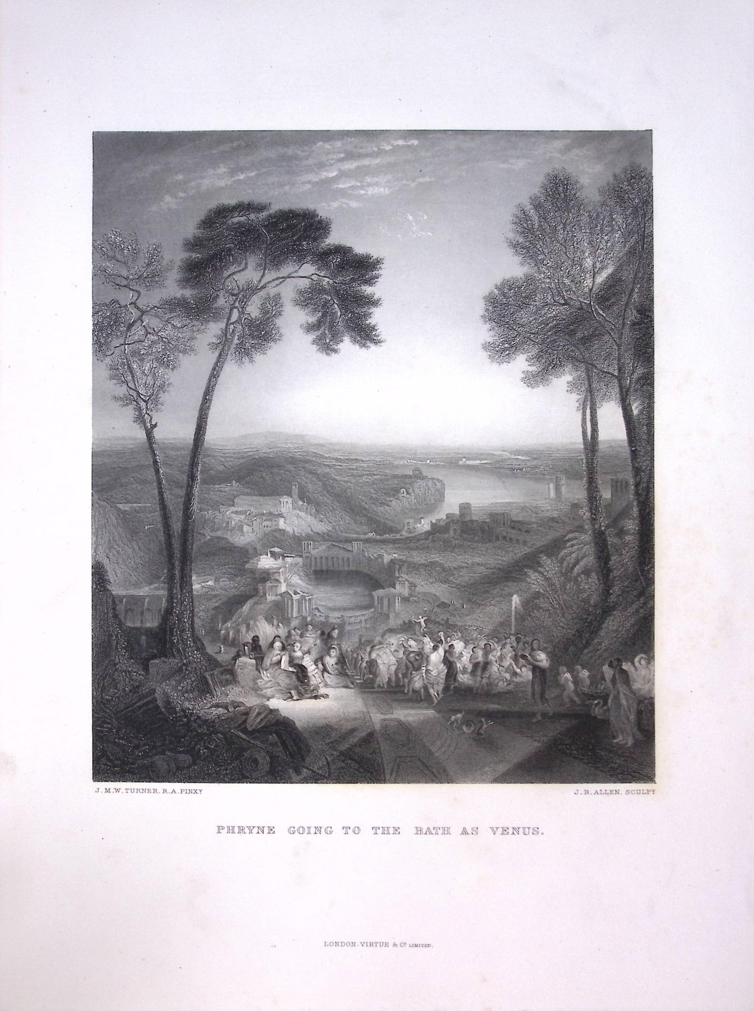 J.M.W Turner View of Modern Italy Large Antique Steel Engraving-15-TR: Title: J.M.W Turner View of Modern Italy Large Antique Steel Engraving-15-TR Description: This Antique Steel-Engraving Was Removed from an Edition Of. The Turner Gallery a Series of 120