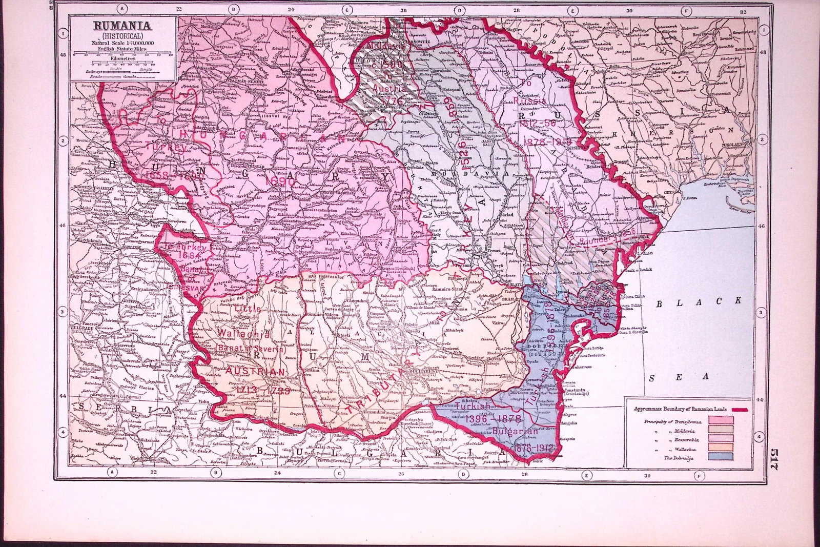 WW1 Romania Historical Antique 1922 Coloured Map-517 (1 of 3)