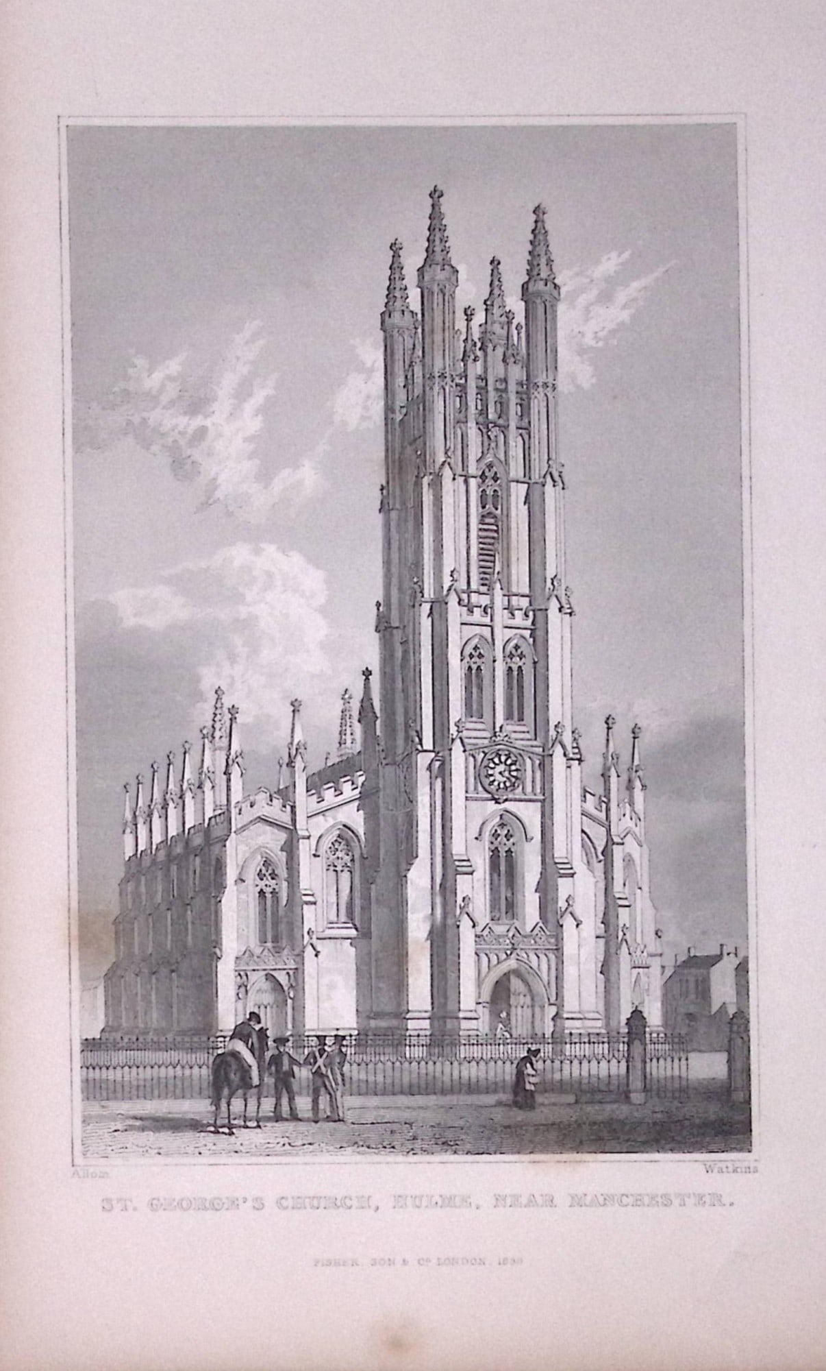 St Georges Church Hulme Manchester Antique 195 Years-Old Steel-Engraving-32: Title: St Georges Church Hulme Manchester Antique 195 Years-Old Steel-Engraving-32 Description: This Antique Steel Engraving Was Removed from a 195-Year-Old Edition of. Lancashire Illustrated in a