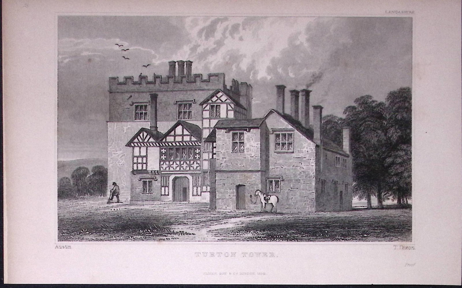 Bolton Turton Tower Antique 195 Years-Old Steel-Engraving-25: Title: Bolton Turton Tower Antique 195 Years-Old Steel-Engraving-25 Description: This Antique Steel Engraving Was Removed from a 195-Year-Old Edition of. Lancashire Illustrated in a Series of