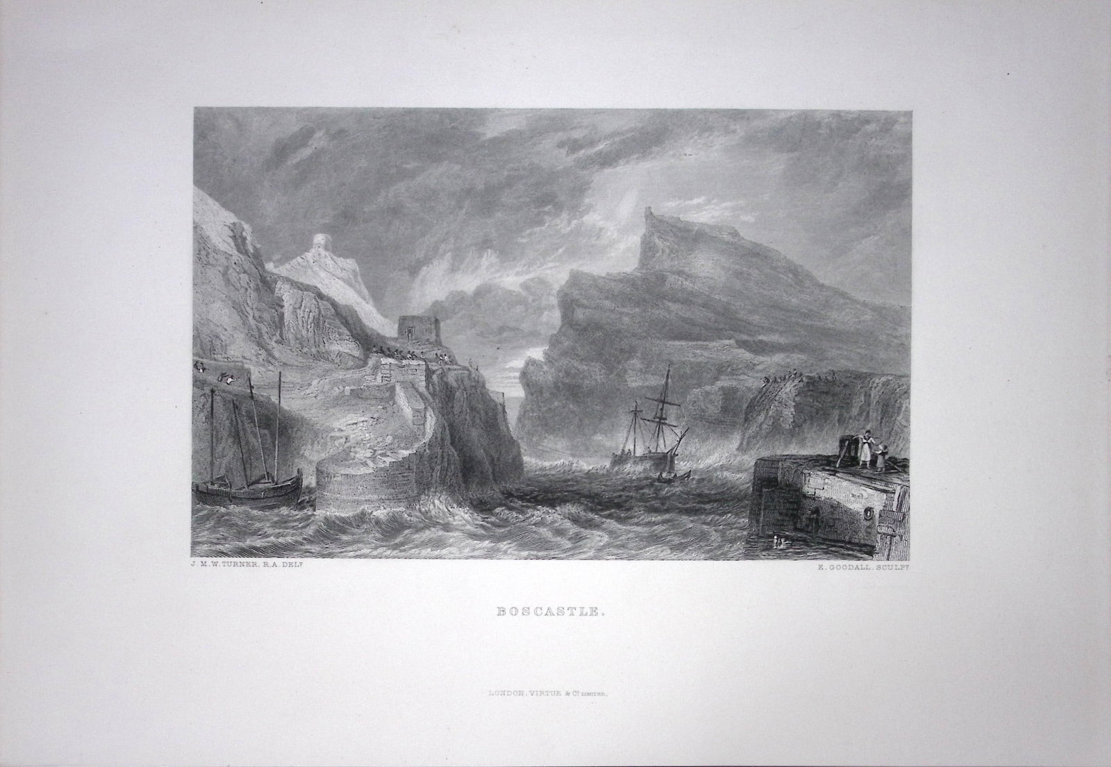 J.M.W Turner View of Boscastle Cornwall Antique Steel Engraving-80-TR: Title: J.M.W Turner View of Boscastle Cornwall Antique Steel Engraving-80-TR Description: This Antique Steel-Engraving Was Removed from an Edition Of. The Turner Gallery a Series of 120