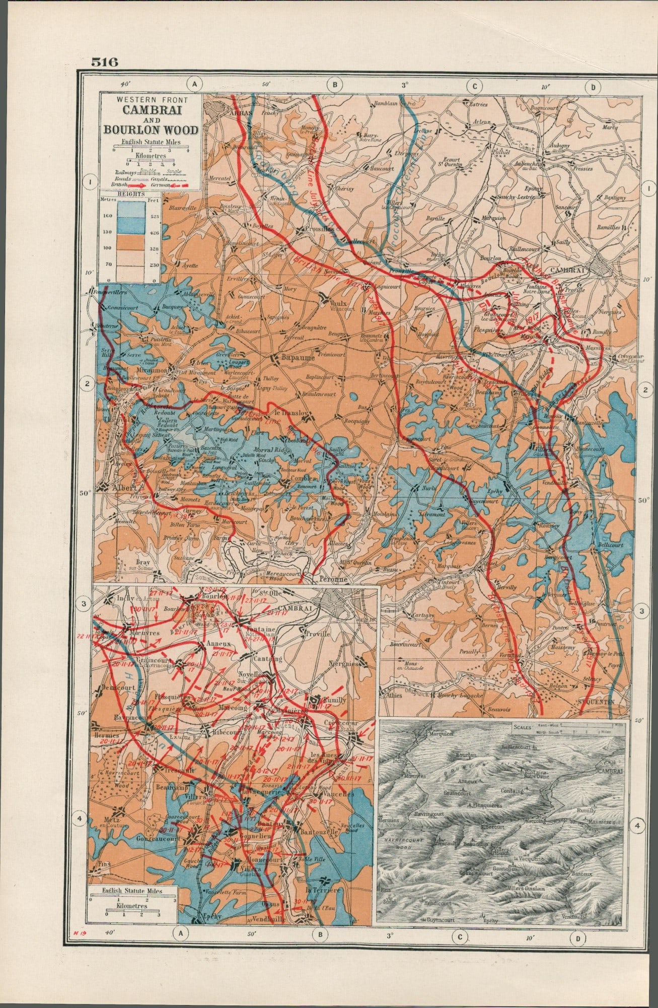 WW1 Western Front the Battle Cambrai & Bourlon Wood 1922 Antique Map-516: Title: WW1 Western Front the Battle Cambrai & Bourlon Wood 1922 Antique Map-516 Description: Removed from an Antique 1922 Harmsworth New Atlas WW1 Supplement. This Single Sheet Measures
