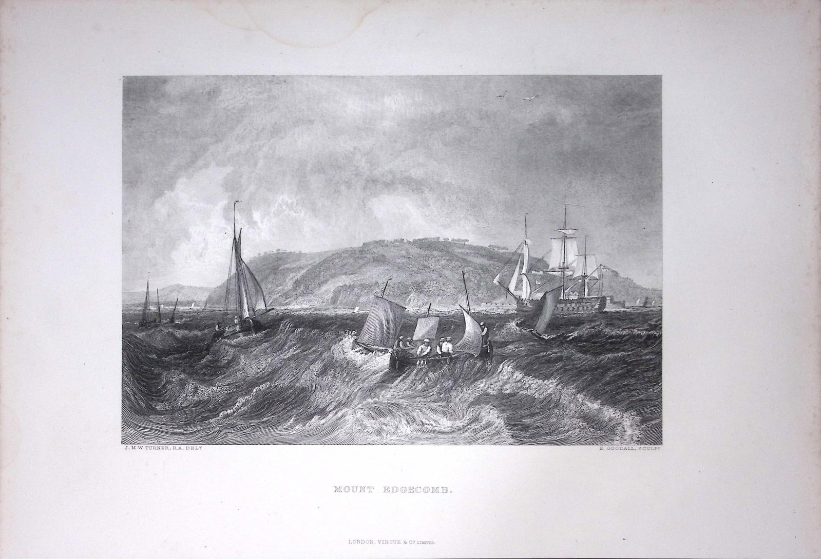 J.M.W Turner Mount Edgecomb Cornwall Antique Steel Engraving-40-TR: Title: J.M.W Turner Mount Edgecomb Cornwall Antique Steel Engraving-40-TR Description: This Antique Steel-Engraving Was Removed from an Edition Of. The Turner Gallery a Series of 120
