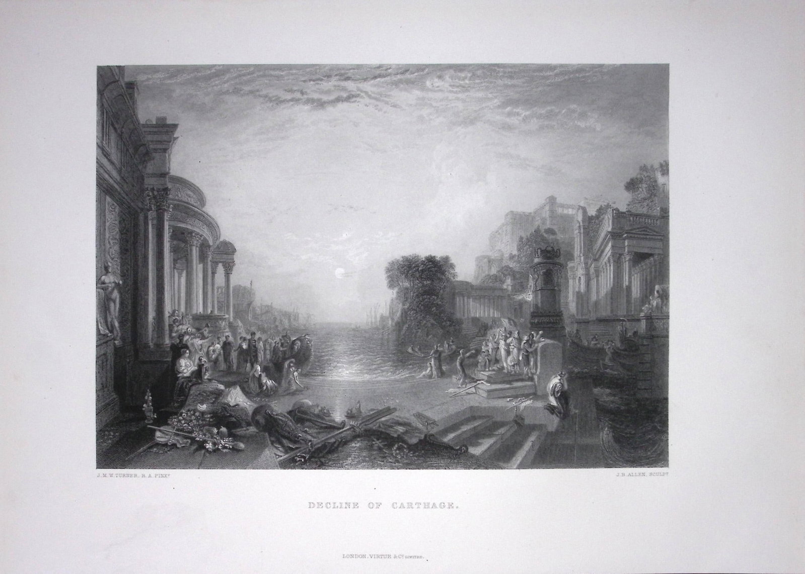 J.M.W Turner The Decline of Carthage Antique Steel Engraving-55-TR: Title: J.M.W Turner The Decline of Carthage Antique Steel Engraving-55-TR Description: This Antique Steel-Engraving Was Removed from a Edition Of. The Turner Gallery a Series of 120