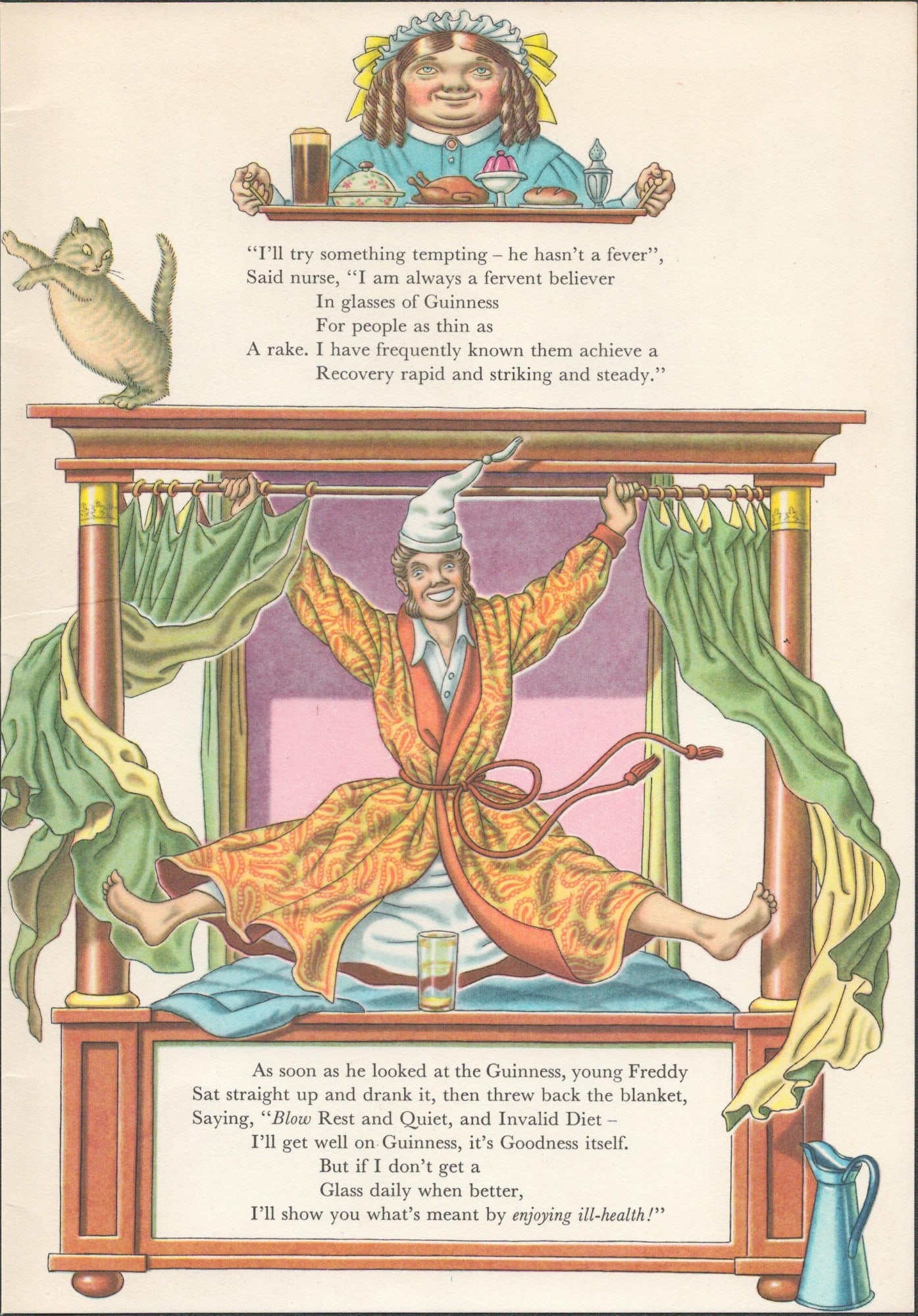 Guinness Scarce 70 Years-Old Illustration 1956 The Bachelor & The Bed Chamber.: Title: Guinness Scarce 70 Years-Old Illustration 1956 The Bachelor & The Bed Chamber. Description: Guinness Scarce 70 Years-Old Illustration 1956 The Bachelor & The Bed Chamber. Description: