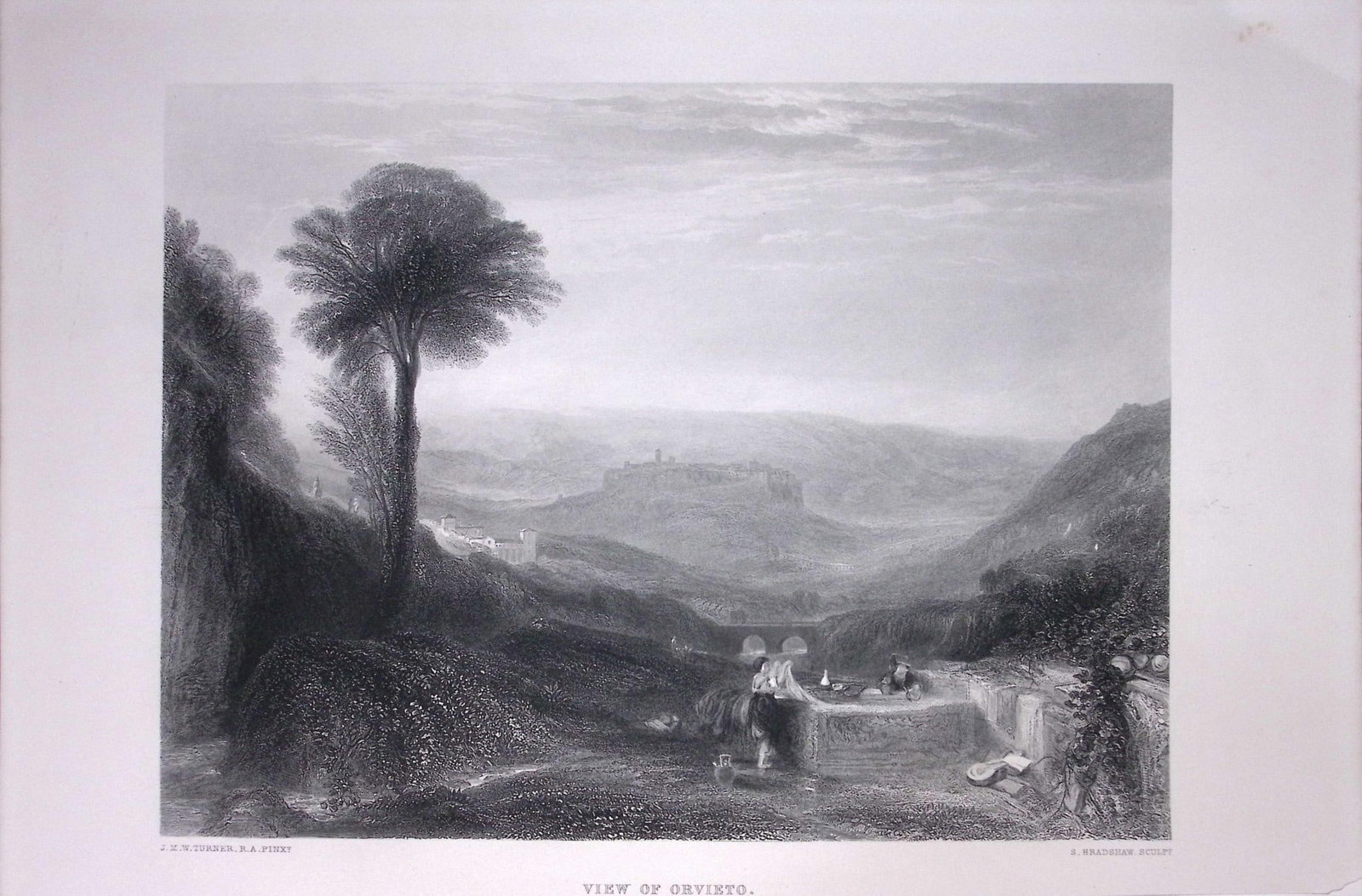 J.M.W Turner View of Orvieto Italy Antique Steel Engraving-32-TR: Title: J.M.W Turner View of Orvieto Italy Antique Steel Engraving-32-TR Description: This Antique Steel-Engraving Was Removed from an Edition Of. The Turner Gallery a Series of 120