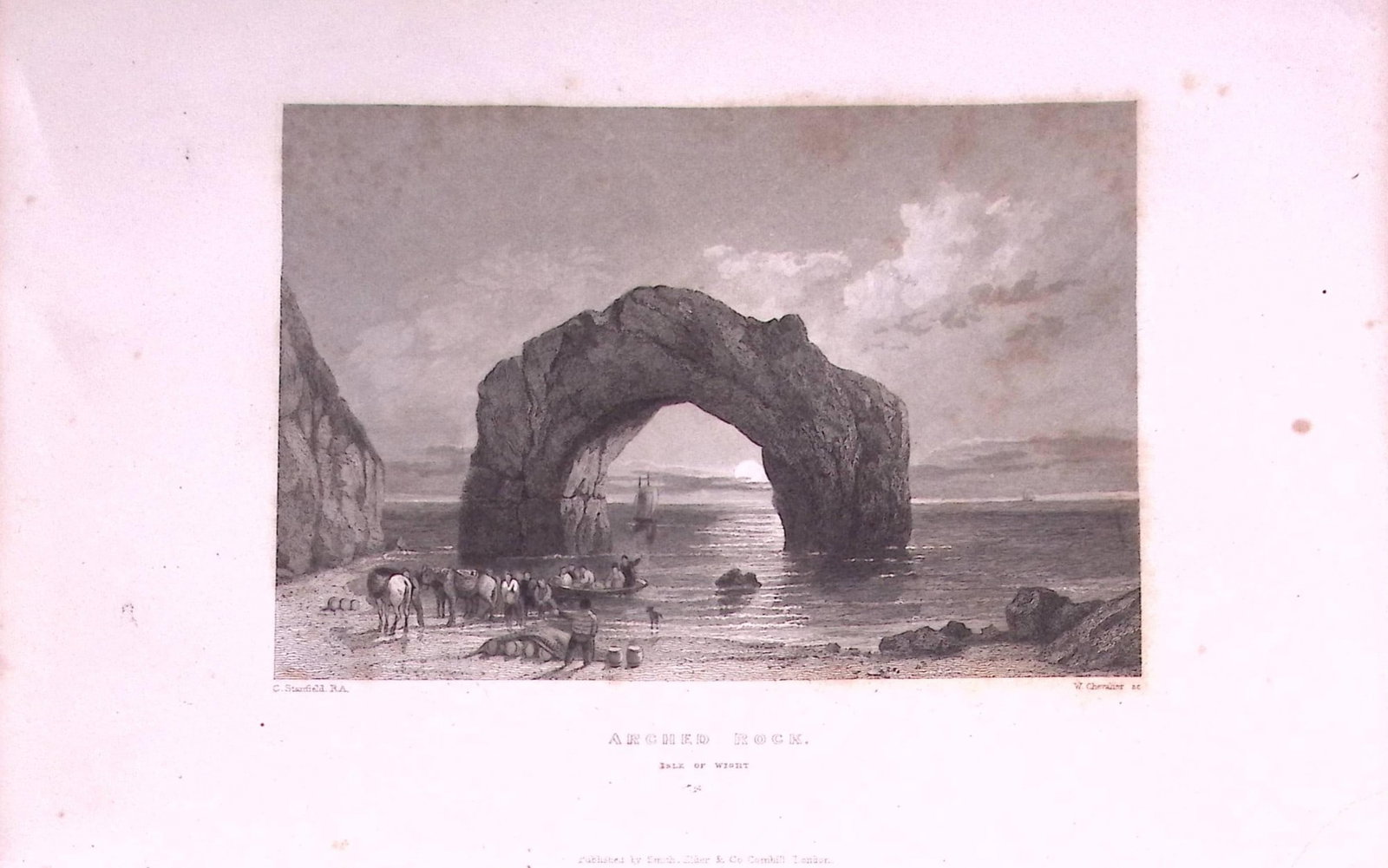 Arched Rock Isle of Wight 179 years-Old Antique Steel Engraving Print-3-TR: Title: Arched Rock Isle of Wight 179 years-Old Antique Steel Engraving Print-3-TR Description: This Antique Print Was Remove from an Edition of History of Stansfield Coast Scenery. Published i