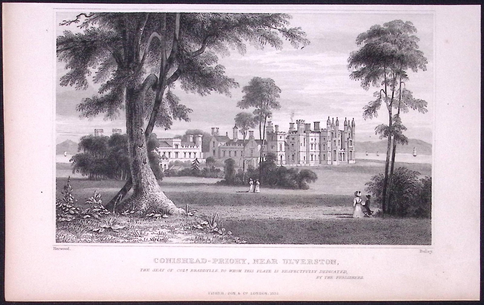 Conishead Priory Ulverston Lake District Antique 195 Years-Old Steel-Engraving-23: Title: Conishead Priory Ulverston Lake District Antique 195 Years-Old Steel-Engraving-23 Description: This Antique Steel Engraving Was Removed from a 195-Year-Old Edition of. Lancashire Illustrated