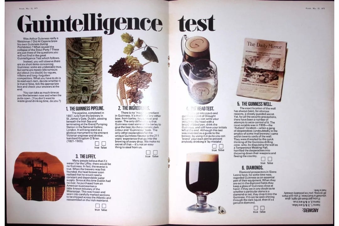 Guinness 1971 54 Years-Old Genuine Print The Intelligence Test. (1 of 1)