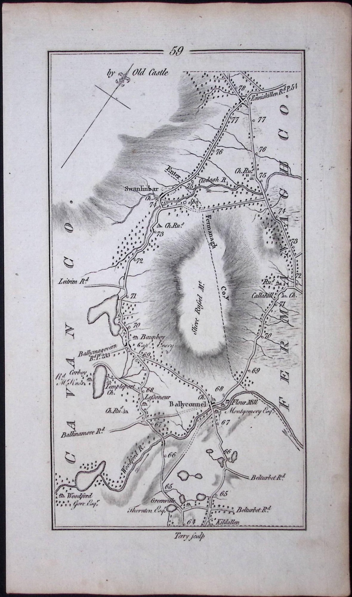 Ireland Rare Antique 245 Yr-Old Road Map Dublin-Cavan-Sligo-60 - 2