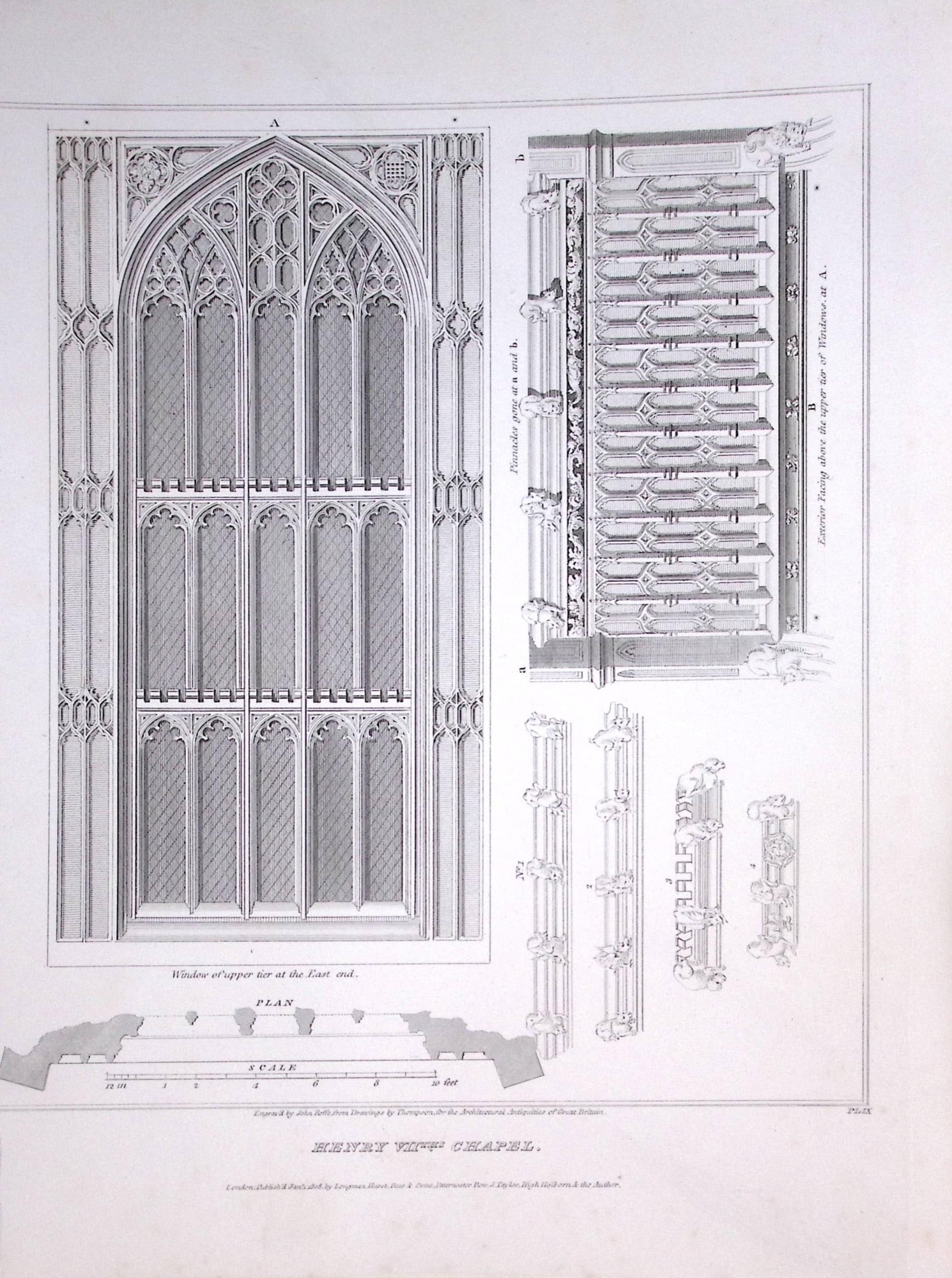 Westminster Abbey Henry VII Chapel 190 Years-Old John Britton Antique Steel Engraving-305.: Title: Westminster Abbey Henry VII Chapel 190 Years-Old John Britton Antique Steel Engraving-305. Description: This 191 Years-Old Steel Gilt-Edged Engraved Plate Has Been Removed from an