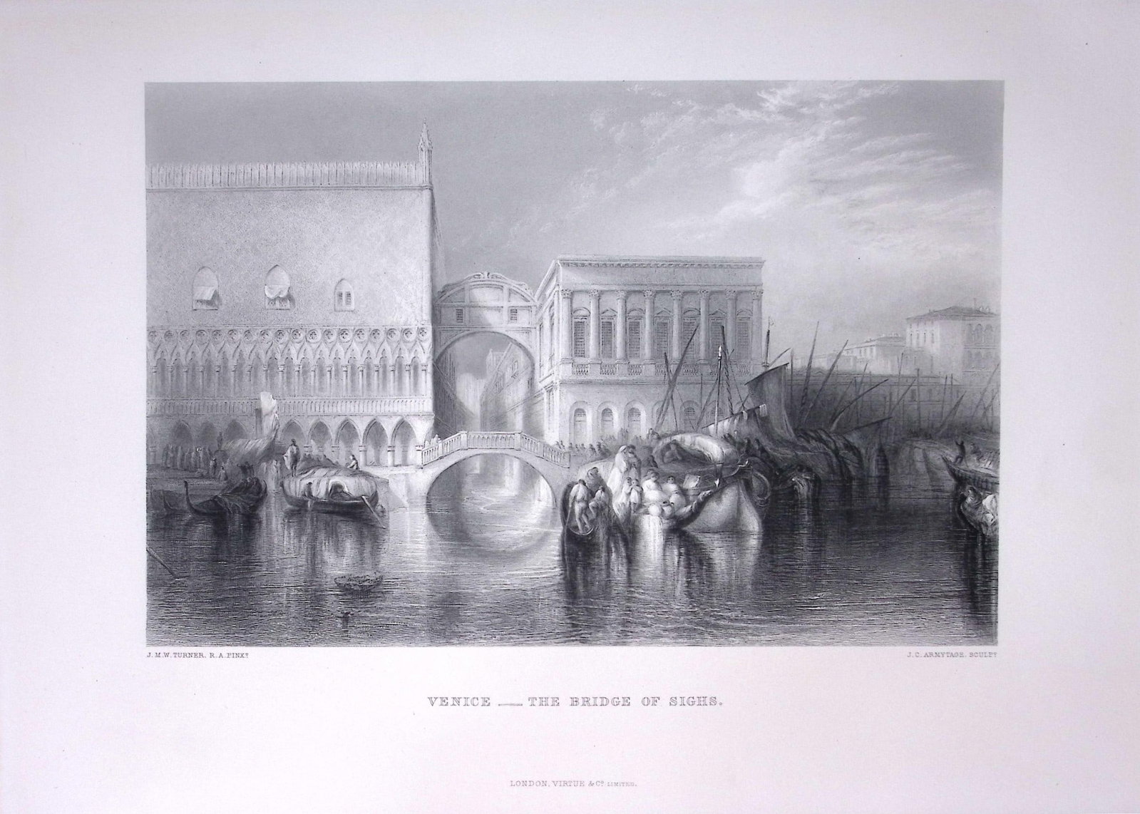 J.M.W Turner Venice Bridge of Sighs Antique Steel Engraving-9-TR: Title: J.M.W Turner Venice Bridge of Sighs Antique Steel Engraving-9-TR Description: This Antique Steel-Engraving Was Removed from an Edition Of. The Turner Gallery a Series of 120
