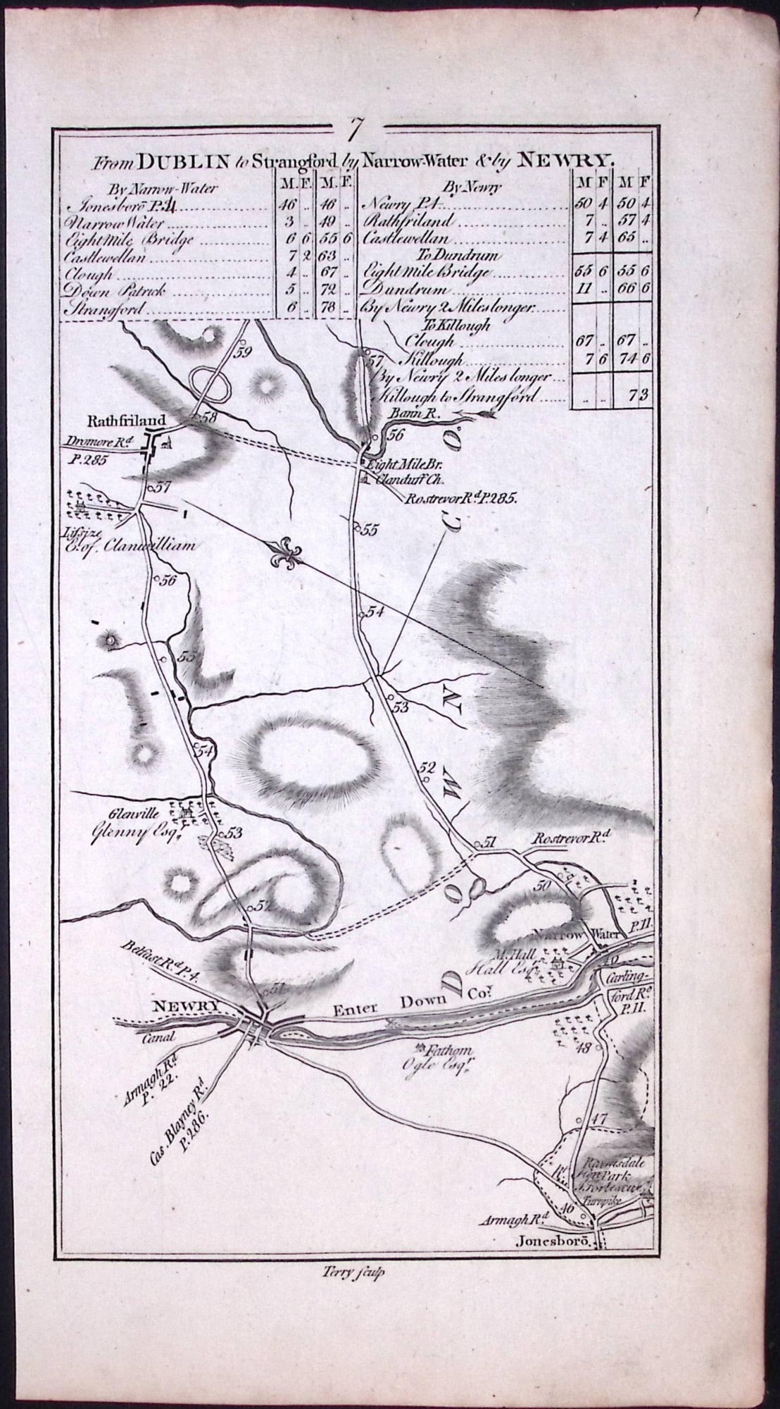 Ireland 245 Years -Old Antique Road Map Dublin to Downpatrick- 8: Title: Ireland 245 Years -Old Antique Road Map Dublin to Downpatrick- 8 Description: This Rare Irish Road Map Has Been Removed from a First Edition Copy of. Taylor & Skinne
