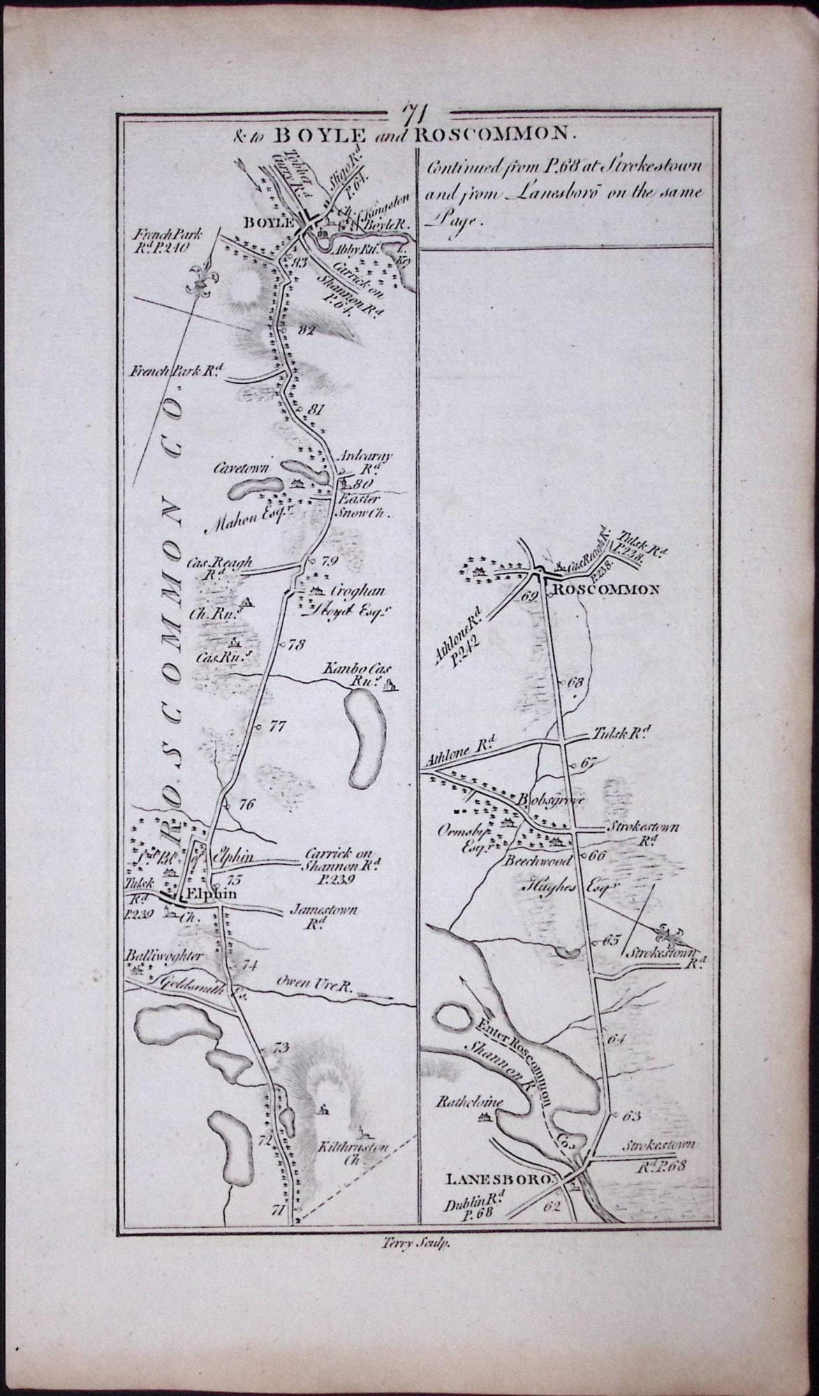 Ireland Rare Antique 245 Yr-Old Road Map Dublin-Tulsk-Castlebar-72: Title: Ireland Rare Antique 245 Yr-Old Road Map Dublin-Tulsk-Castlebar-72 Description: This Rare Irish Road Map Has Been Removed from a First Edition Copy of. Taylor & Skinners 1777 R