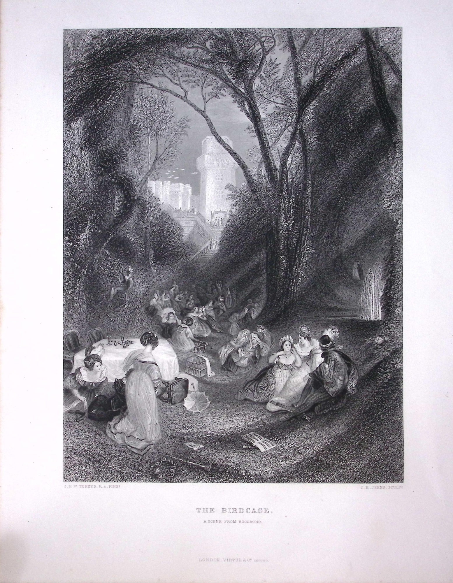 J.M.W Turner Scene From The Birdcage Antique Steel Engraving-35-TR: Title: J.M.W Turner Scene From The Birdcage Antique Steel Engraving-35-TR Description: This Antique Steel-Engraving Was Removed from an Edition Of. The Turner Gallery a Series of 120