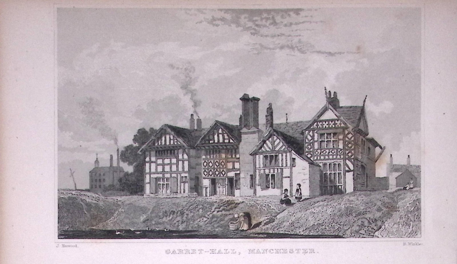 Garret-Hall Manchester Antique 195 Years-Old Steel-Engraving-12: Title: Garret-Hall Manchester Antique 195 Years-Old Steel-Engraving-12 Description: This Antique Steel Engraving Was Removed from a 195-Year-Old Edition of. Lancashire Illustrated in a Series of