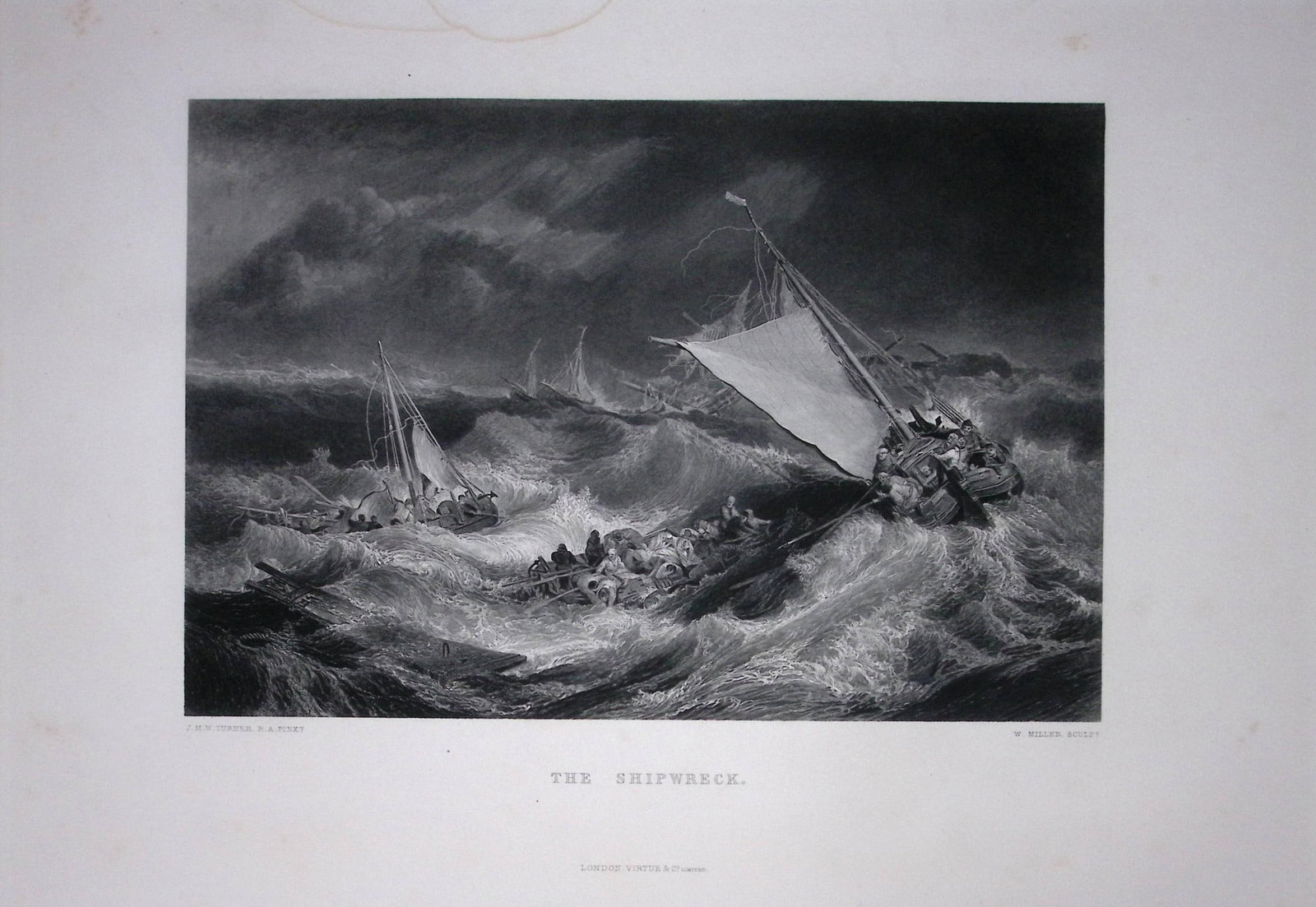 J.M.W Turner The Shipwreck Antique Steel Engraving-75-TR: Title: J.M.W Turner The Shipwreck Antique Steel Engraving-75-TR Description: This Antique Steel-Engraving Was Removed from an Edition Of. The Turner Gallery a Series of 120 Engravings