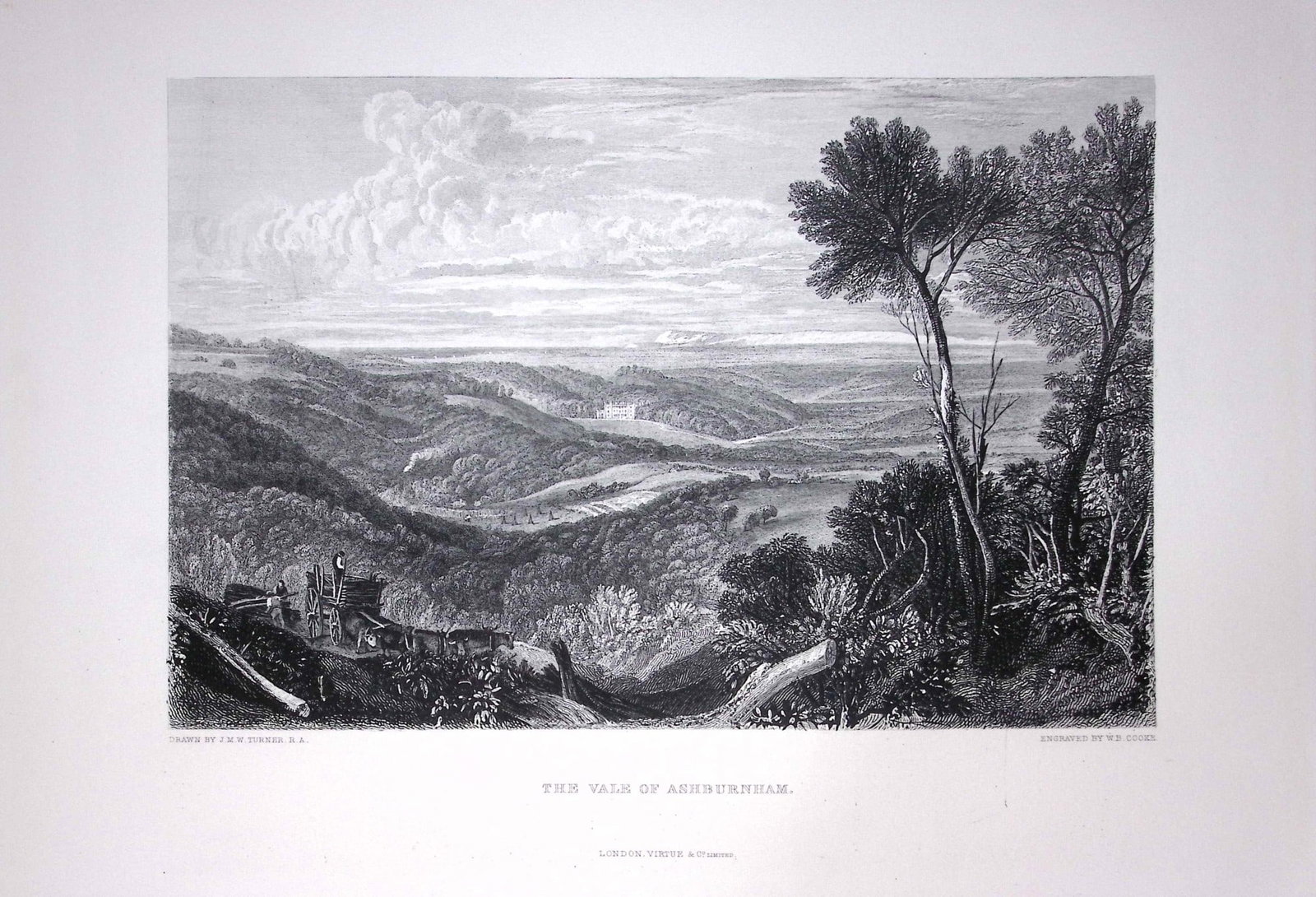J.M.W Turner The Vale of Ashburnham Sussex Antique Steel Engraving-50-TR: Title: J.M.W Turner The Vale of Ashburnham Sussex Antique Steel Engraving-50-TR Description: This Antique Steel-Engraving Was Removed from a Edition Of. The Turner Gallery a Series of 120